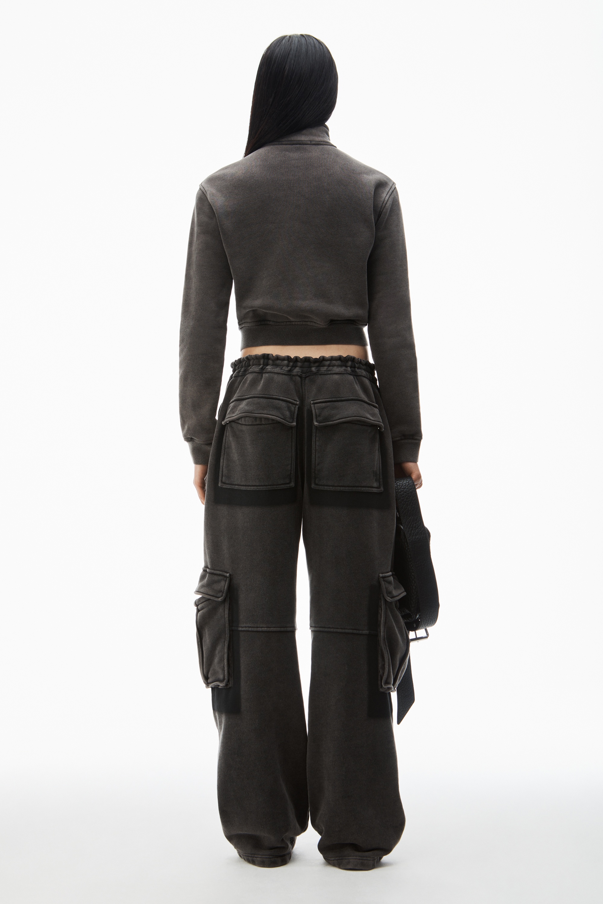 cropped zip-up jacket in cotton terry - 4