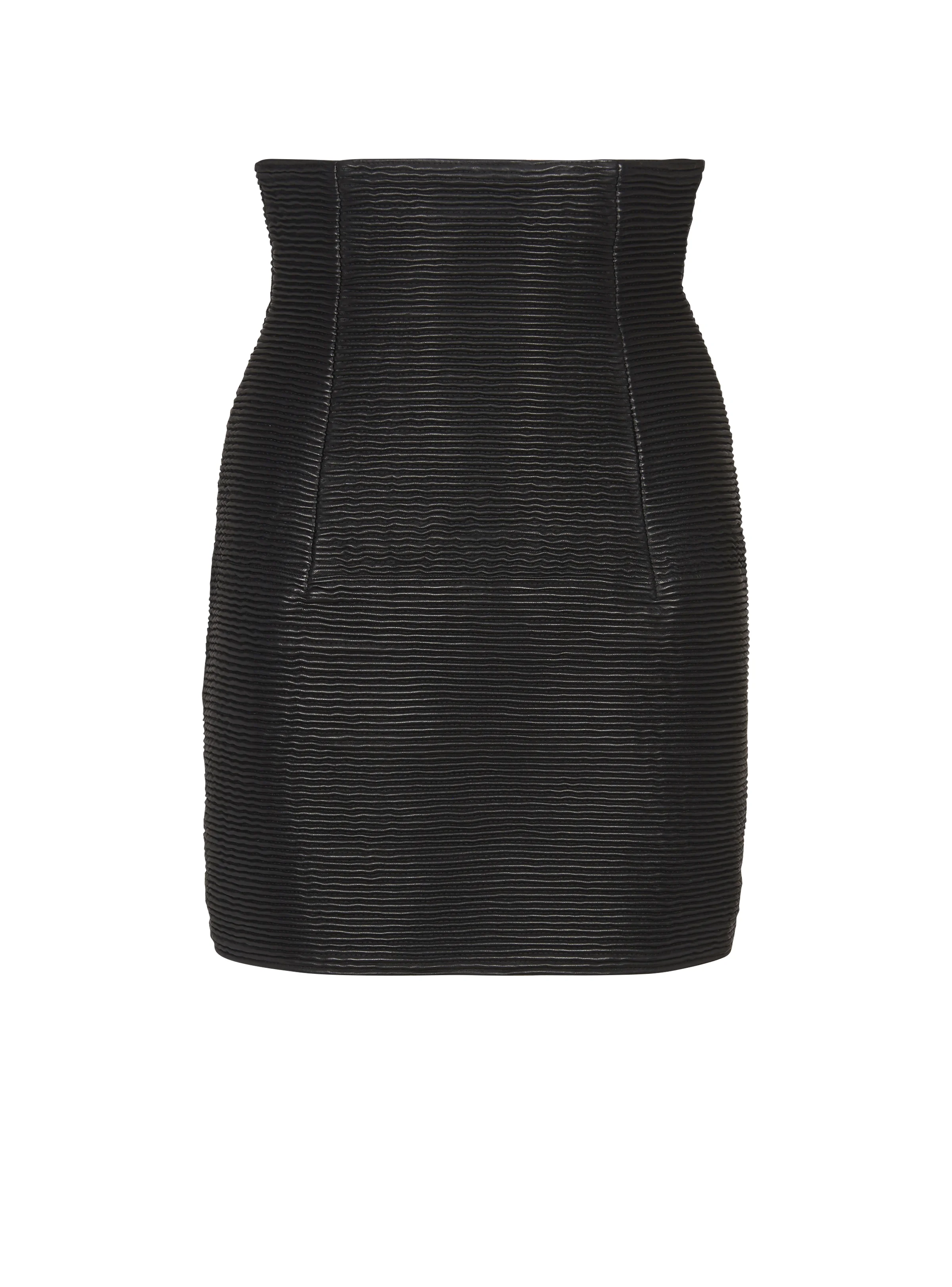 High-waist rolled lambskin leather mini skirt - 1