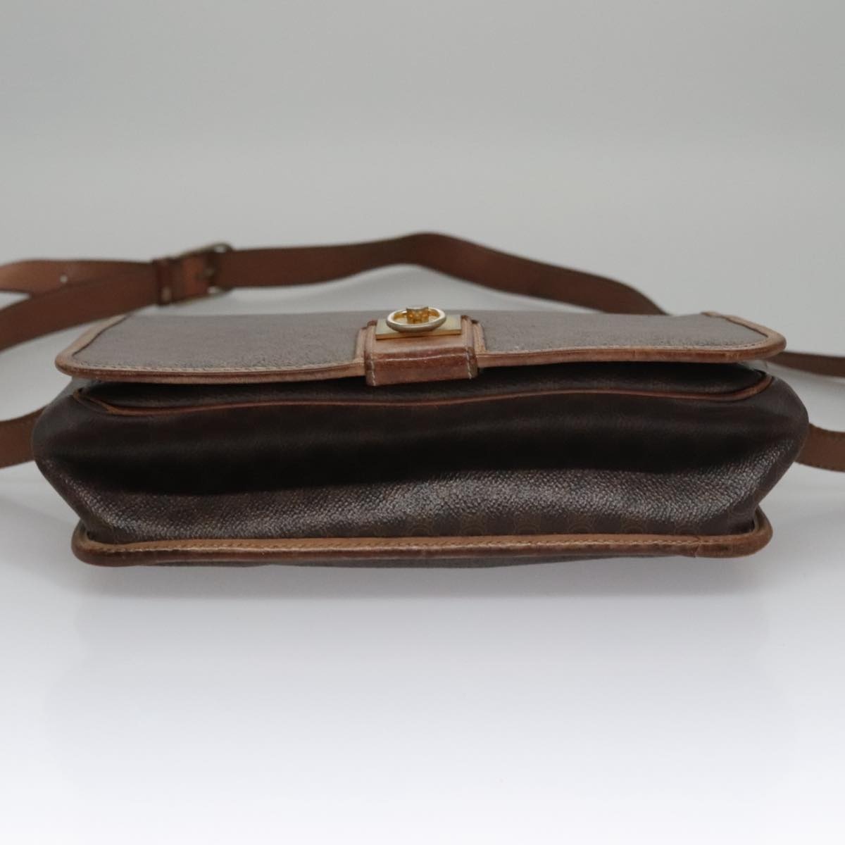CELINE Macadam Canvas Shoulder Bag Pvc Leather Brown Gold - 9