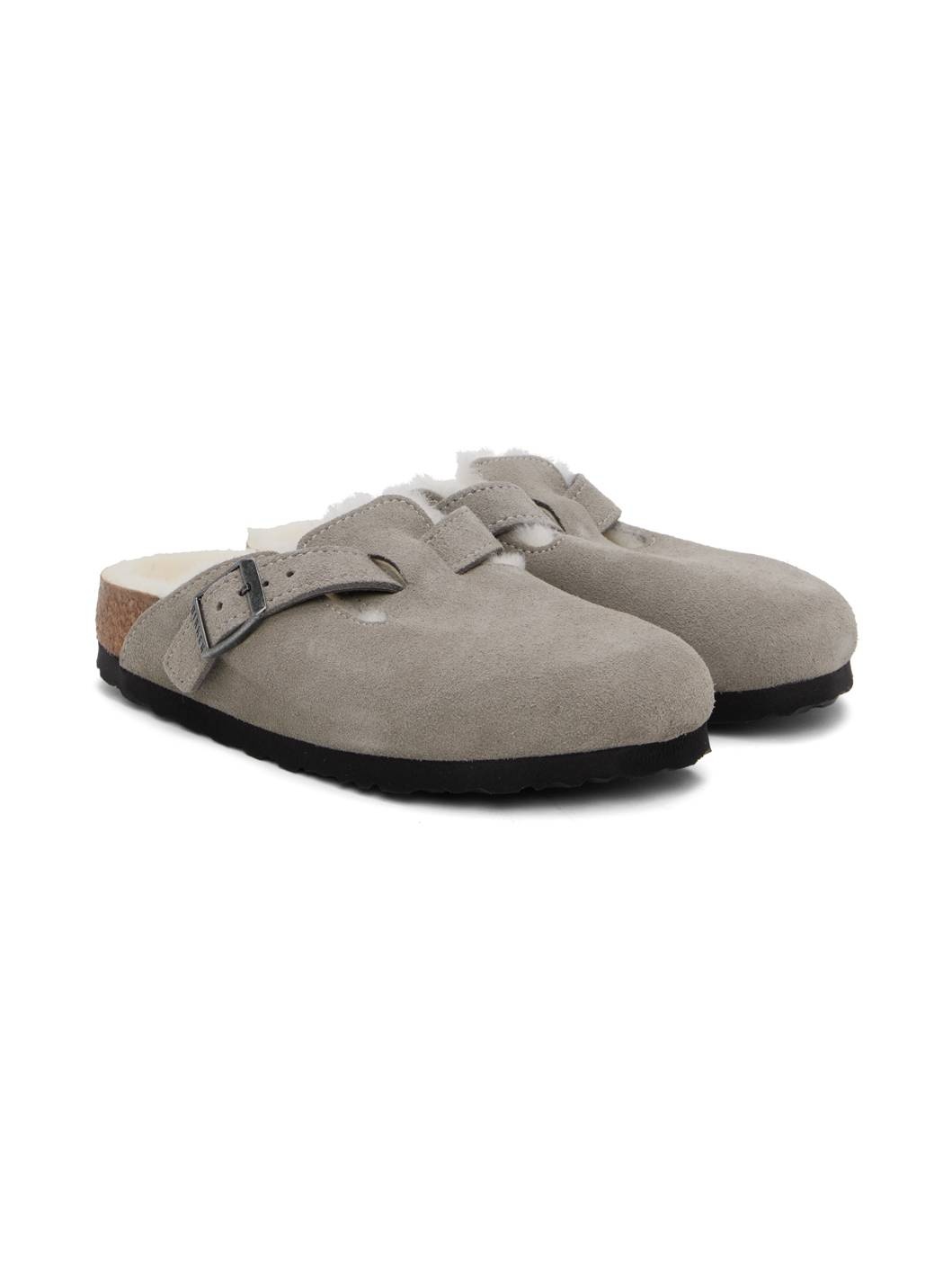 Gray Regular Boston Shearling Slip-On Loafers - 4