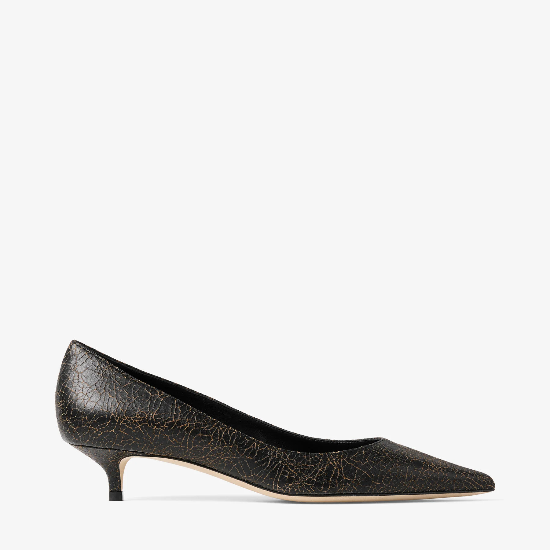 Amelia Black and Toffee Crackled Leather Pumps - 1