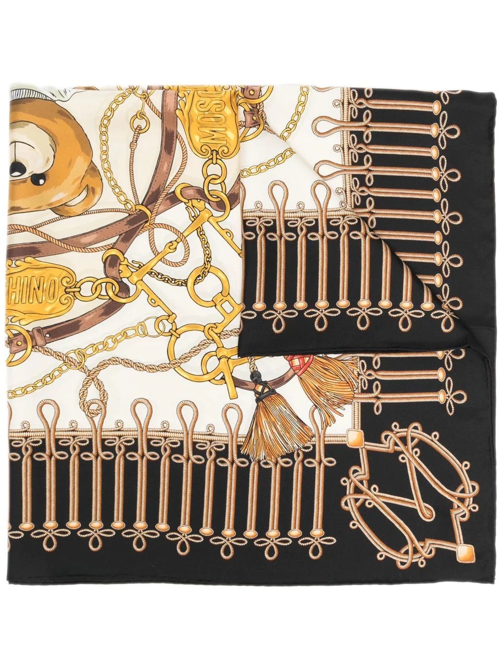 teddy chain-print silk scarf - 1