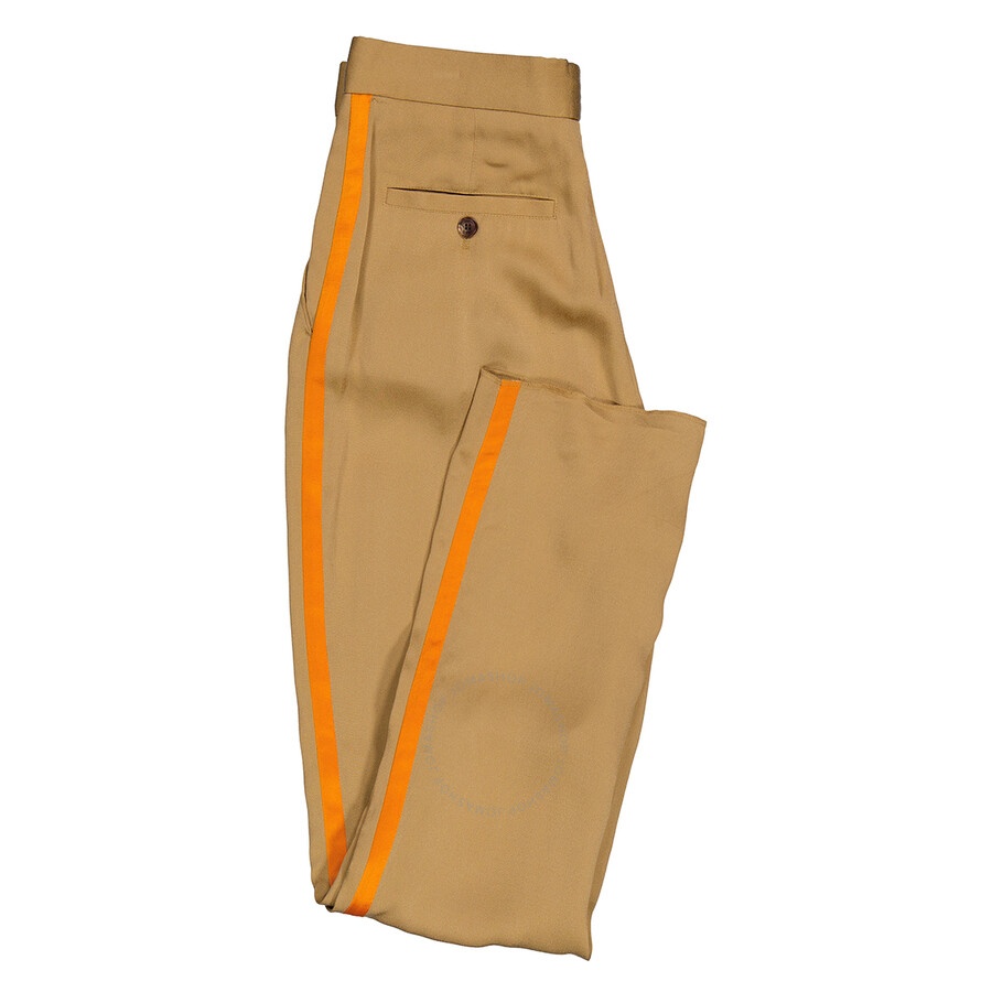 Burberry Satin Stripe Crepe Tailored Trousers In Driftwood - 7