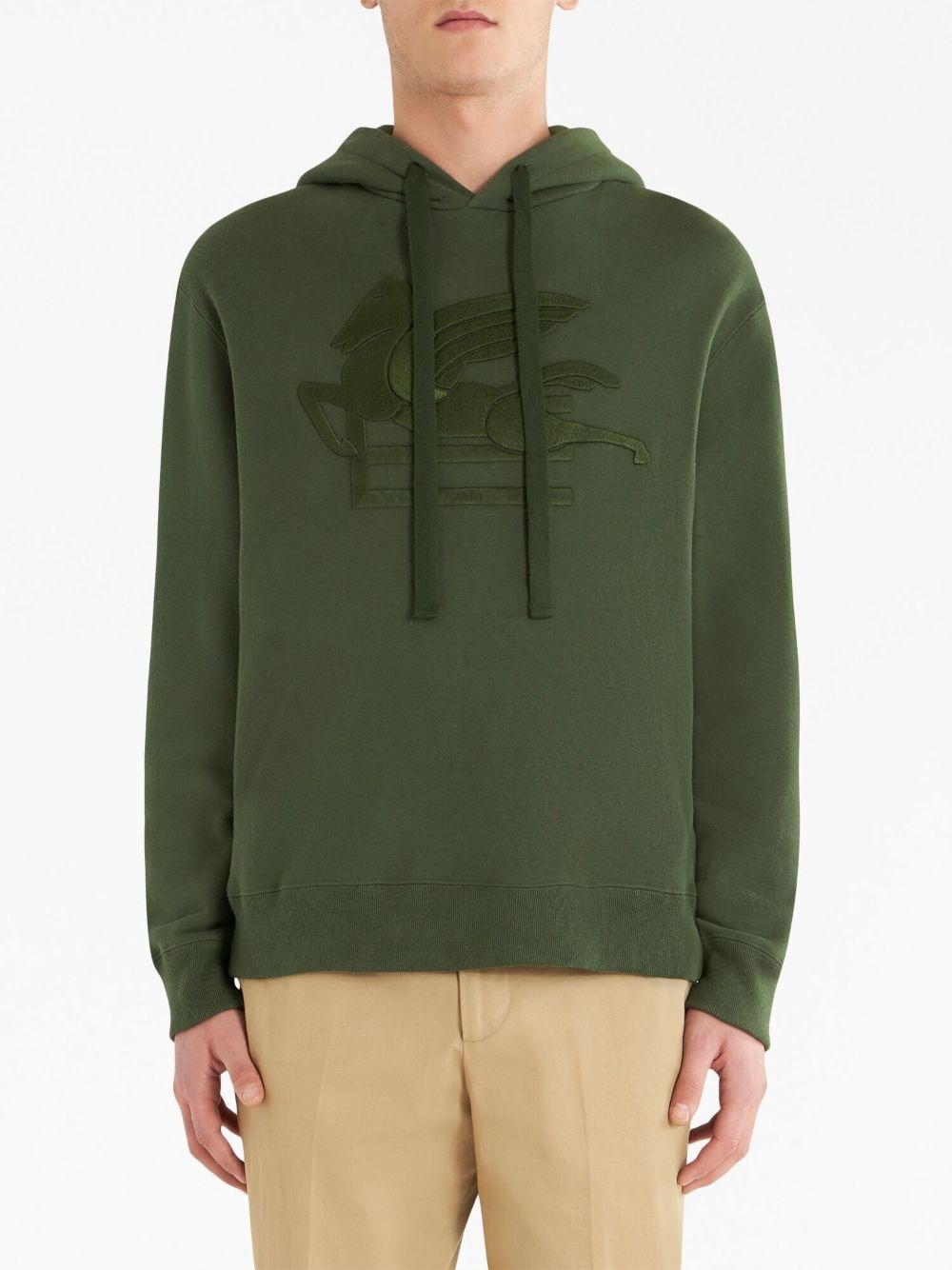 logo-embroidered cotton hoodie - 2