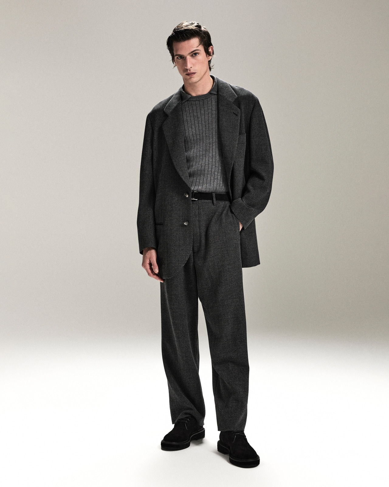 CHEVRON JACQUARD STRETCH VIRGIN WOOL FLAT-FRONT TROUSERS - 6