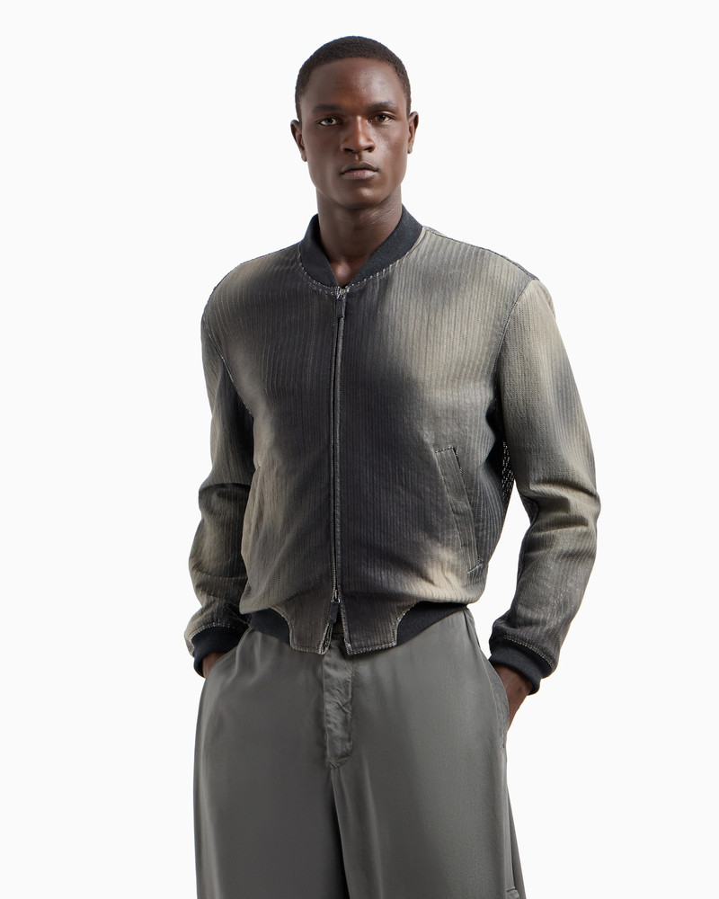 GIORGIO ARMANI PERFORATED AND PRINTED NAPPA LEATHER BLOUSON outlook