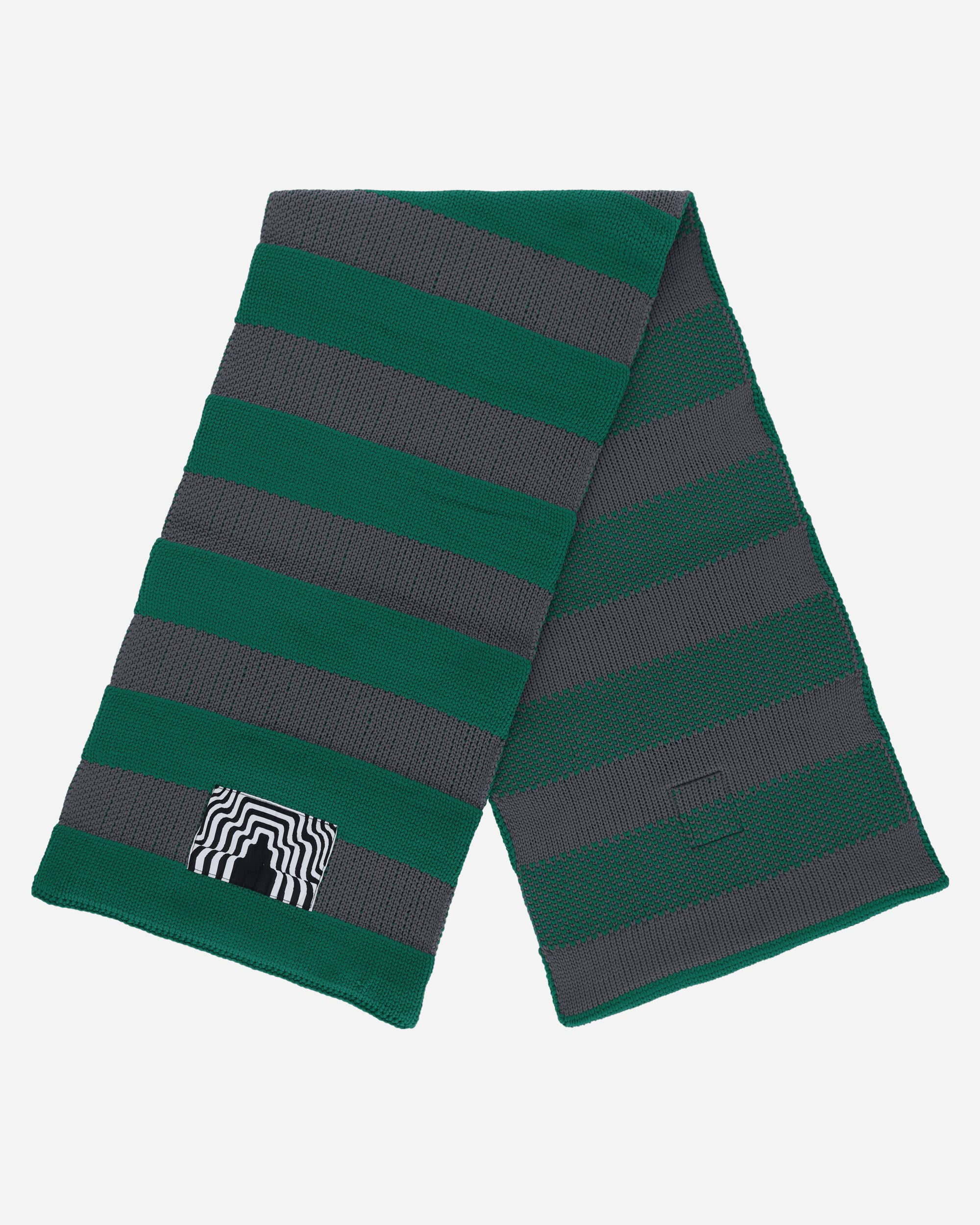 Poly Knit Stripe Scarf Green - 3