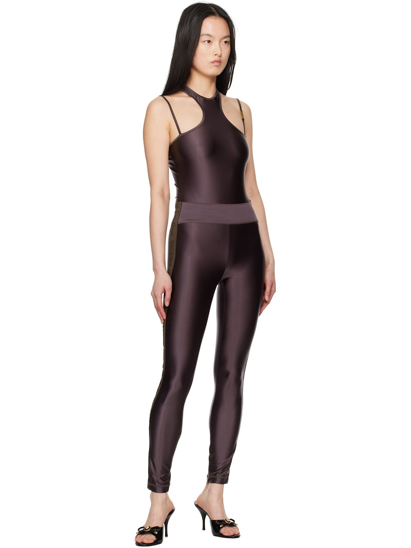 VERSACE JEANS COUTURE Brown Logo Trim Leggings outlook