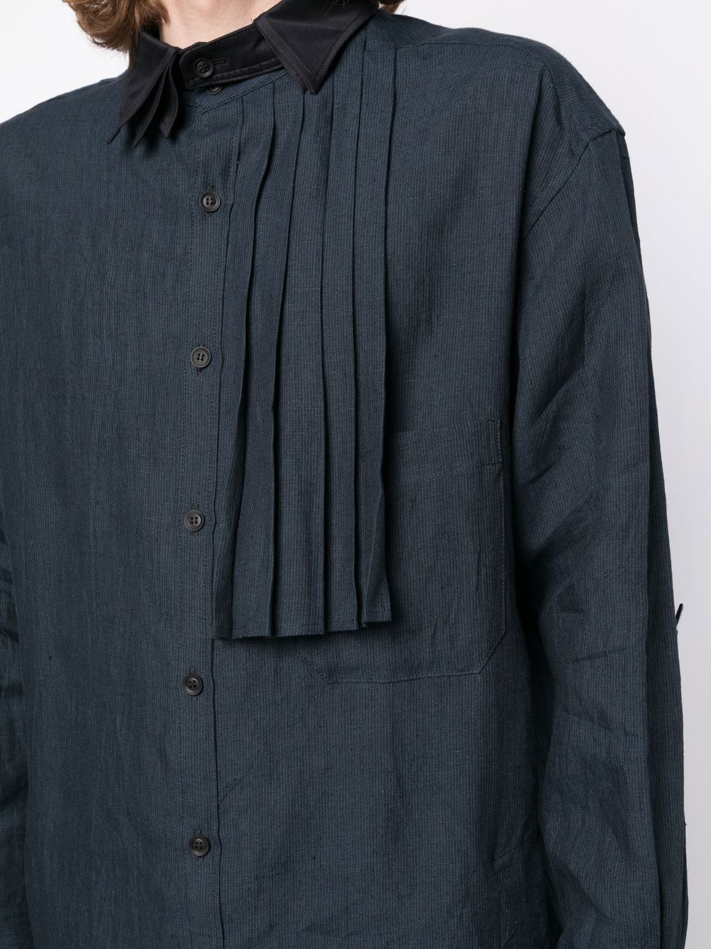 pleated-detail cotton shirt - 5