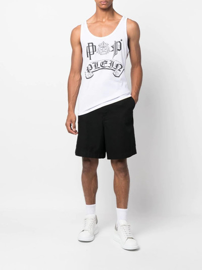 PHILIPP PLEIN logo-print cotton tank top outlook