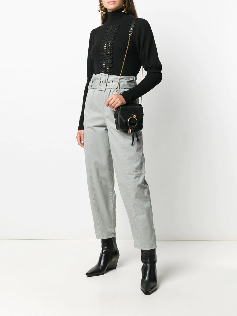 belted straight fit trousers - 2