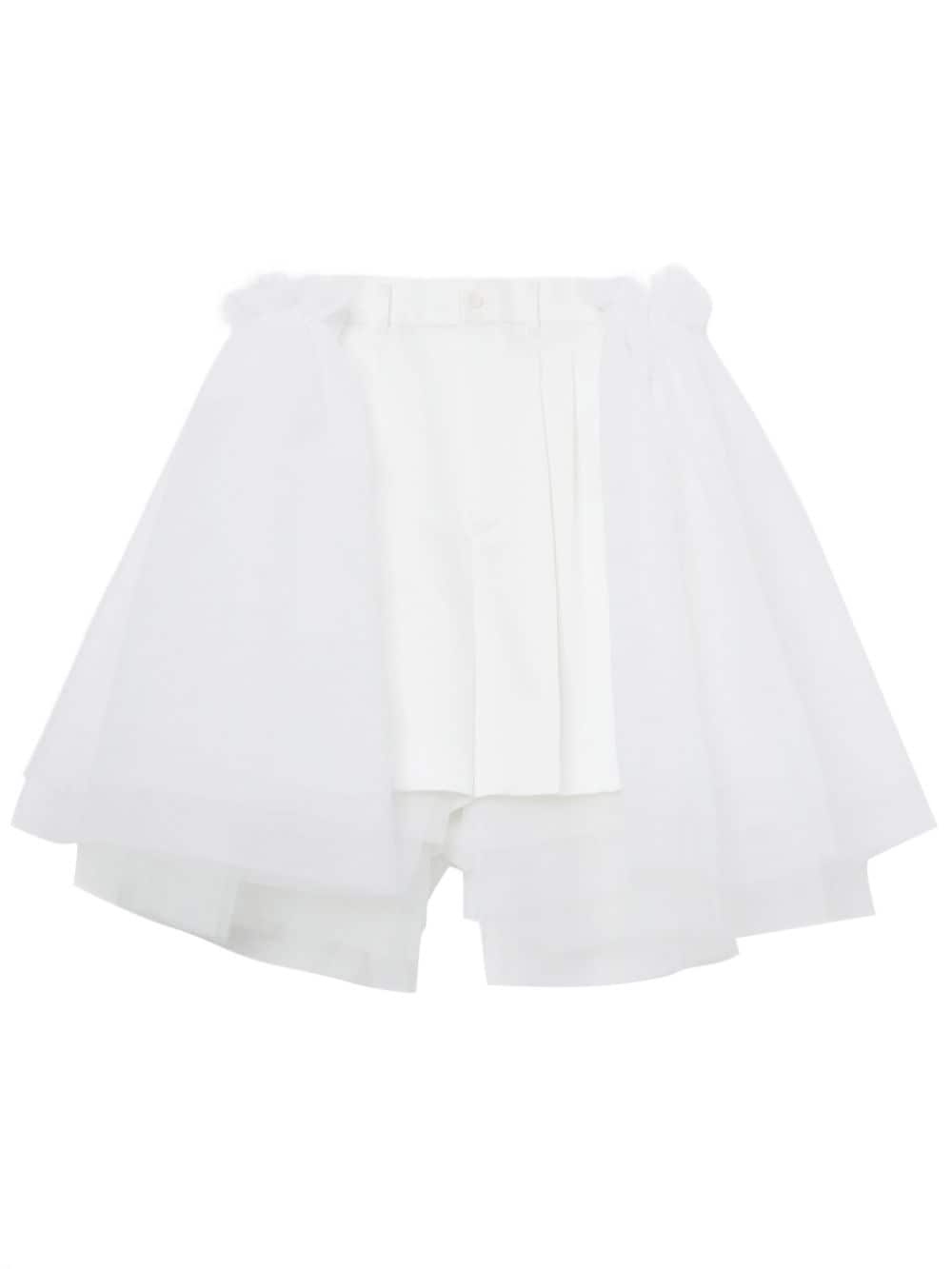 tulle-overlay tailored shorts - 1