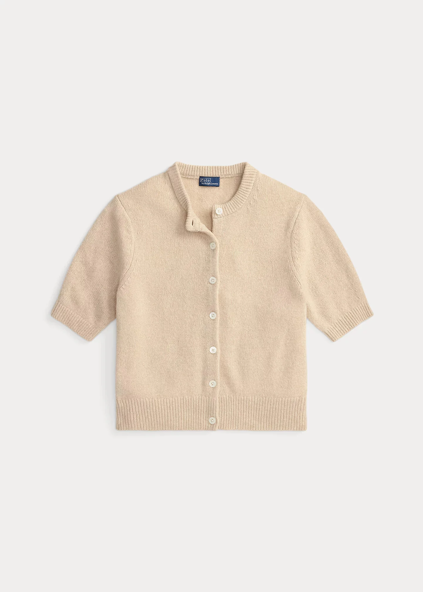 Cashmere Crewneck Short-Sleeve Cardigan - 1