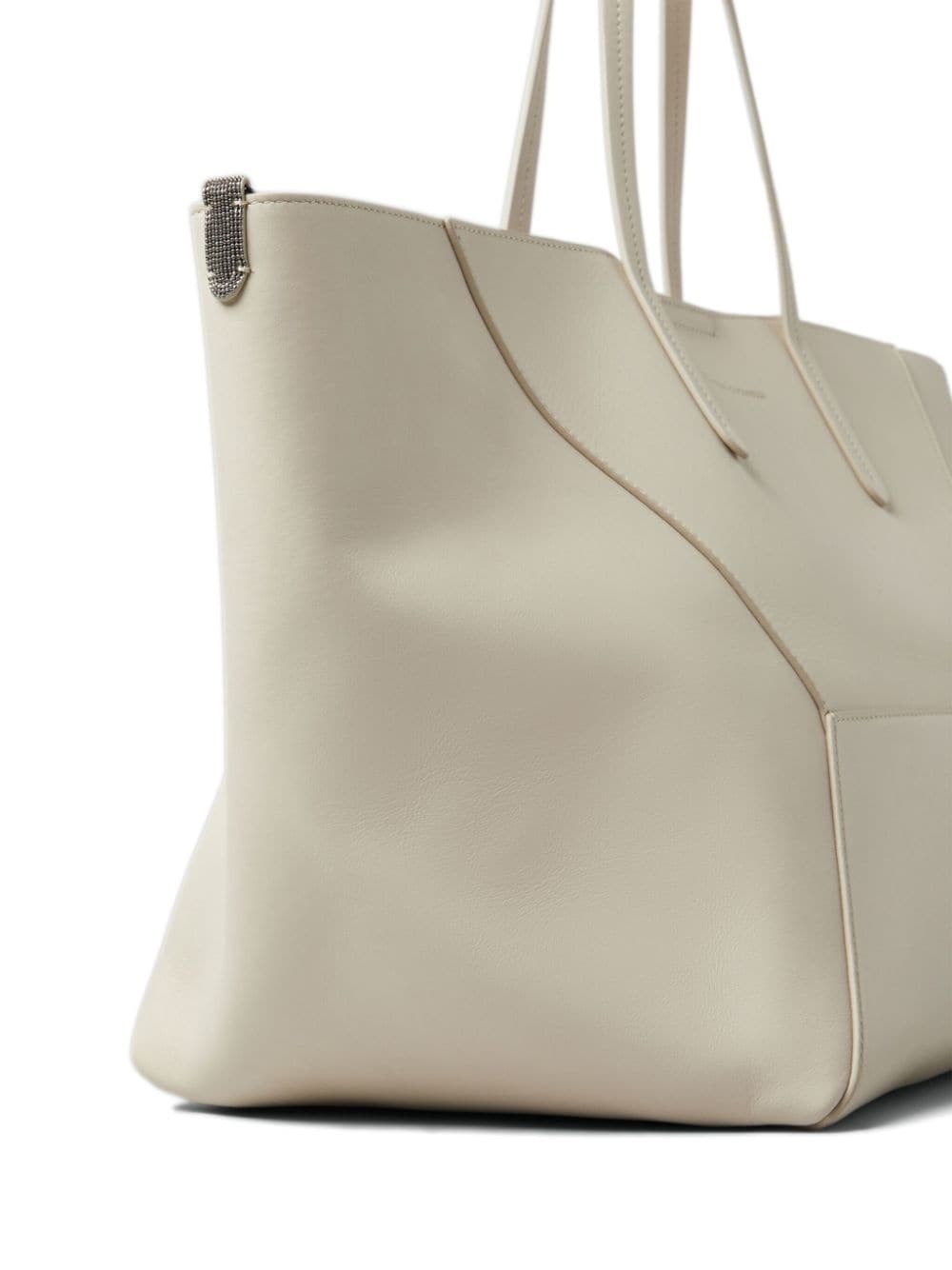 logo-embroidered leather tote bag - 5