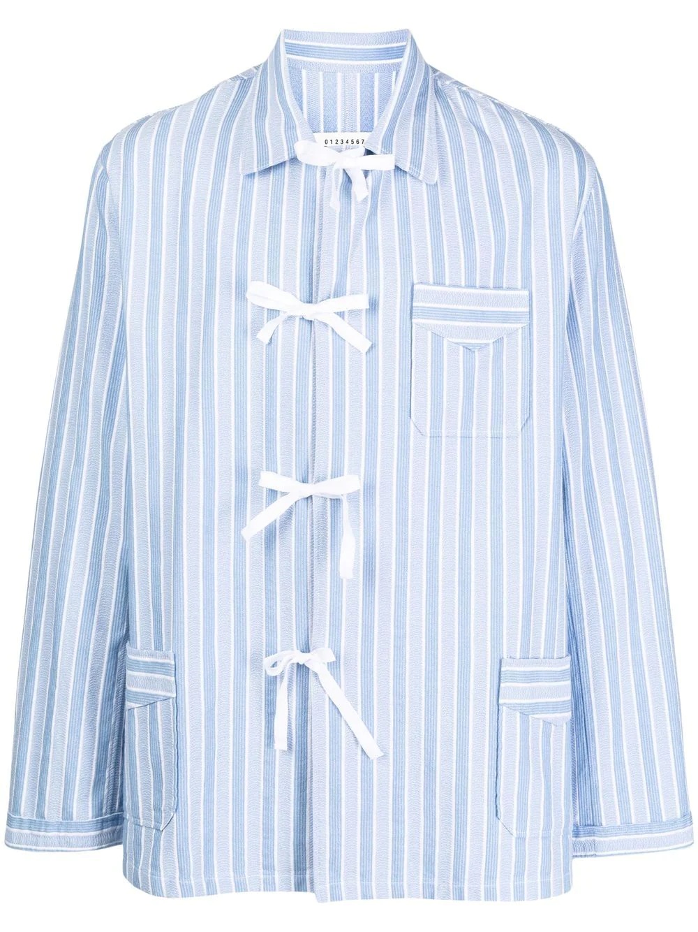 bow-detail striped shirt - 1