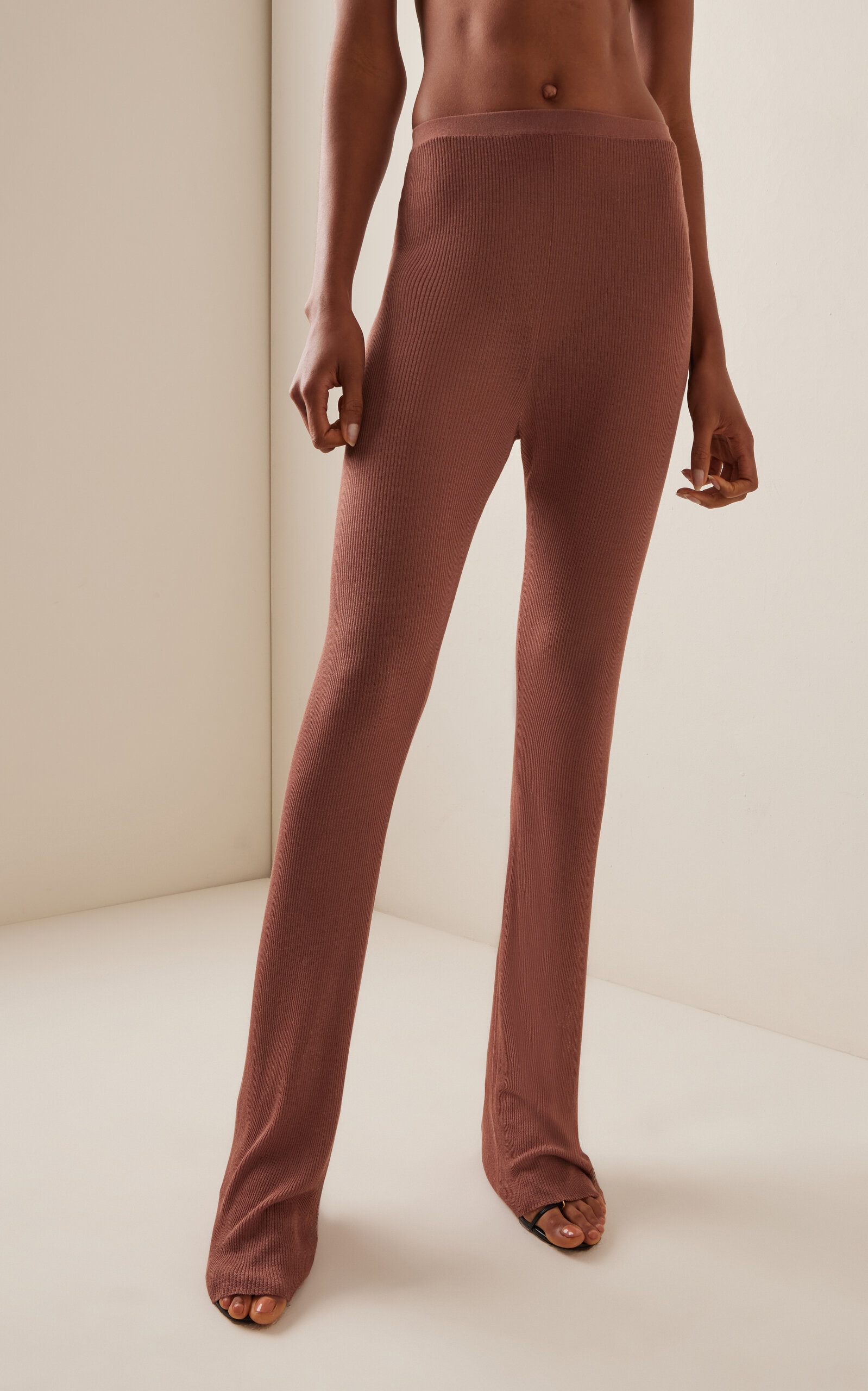 Nensi Dojaka for Calvin Klein Sheer-Knit Pants brown - 3