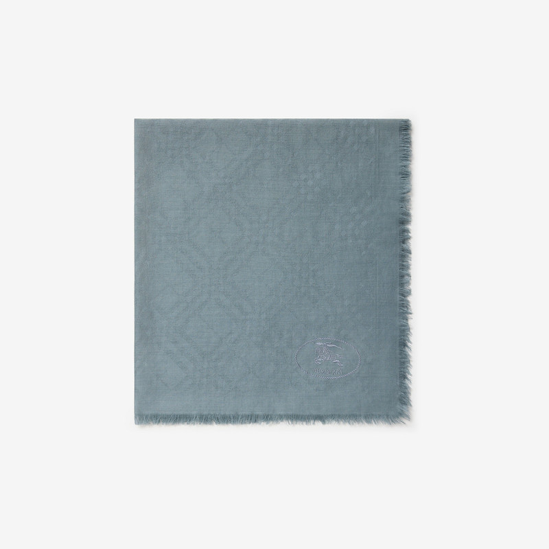 Wide Check Wool Silk Scarf 6