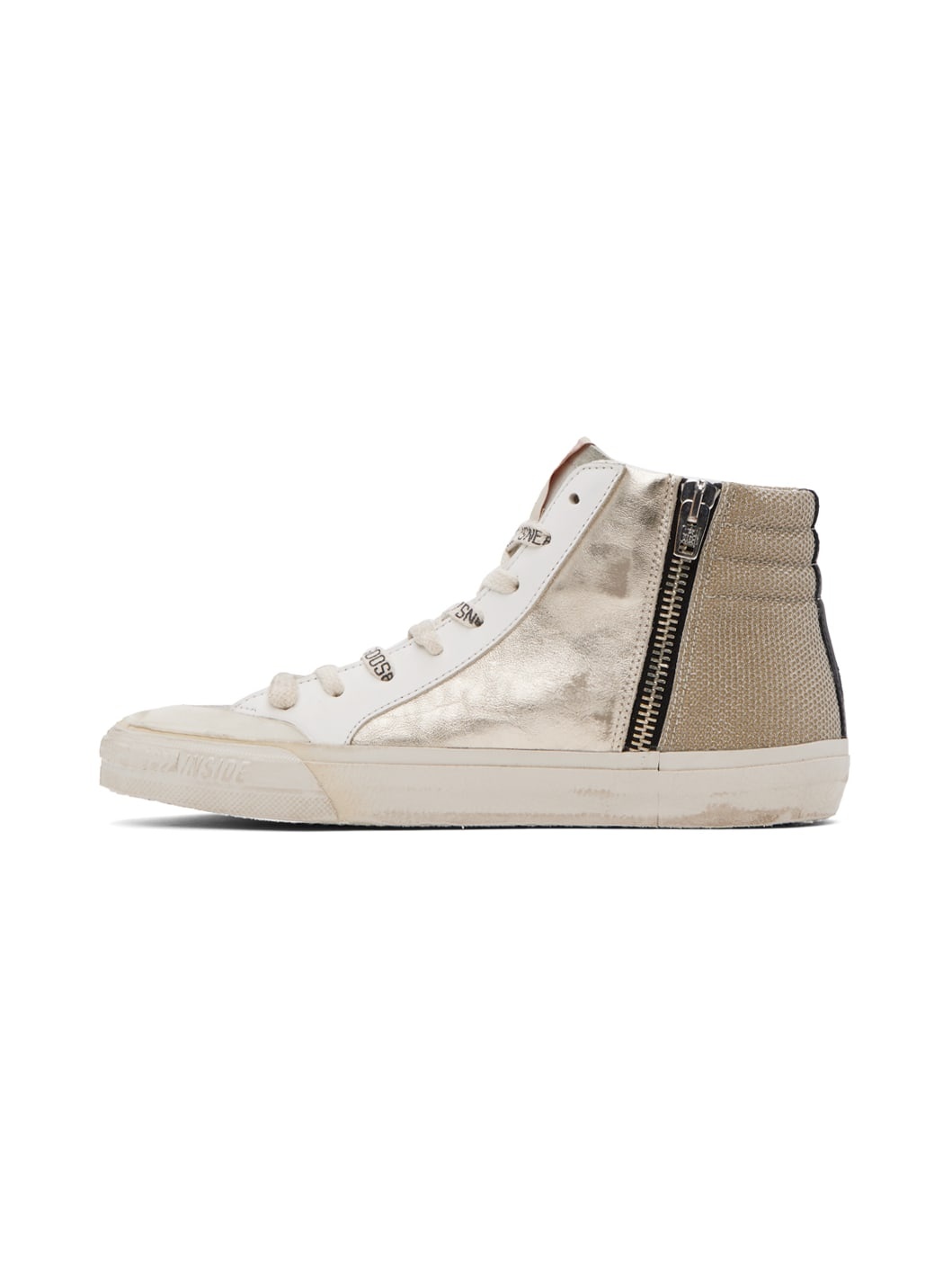 Off-White & Beige Slide Double Quarter Penstar Sneakers - 3