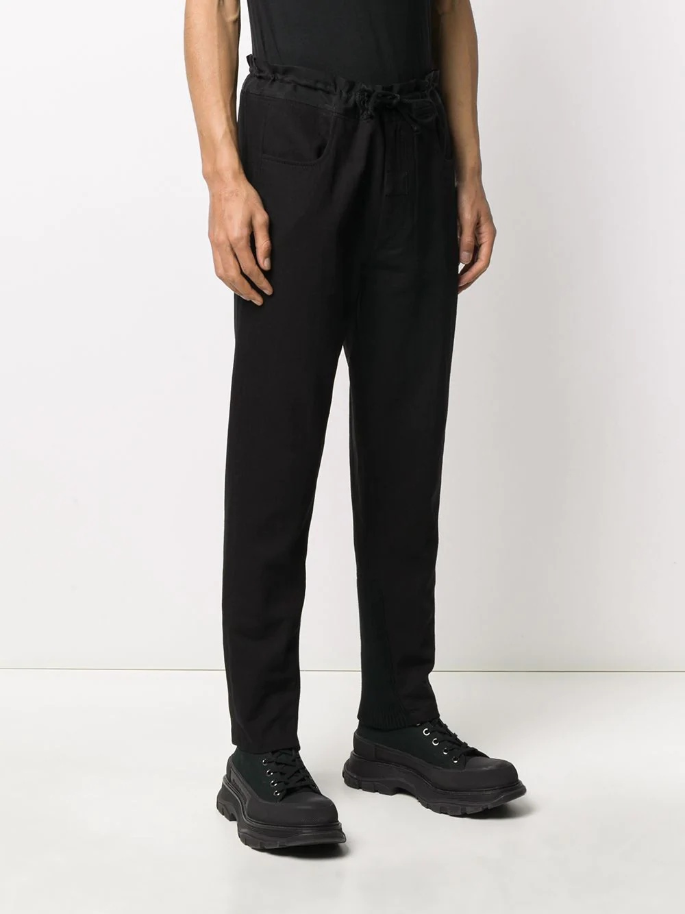 ribbed panel drawstring trousers - 3