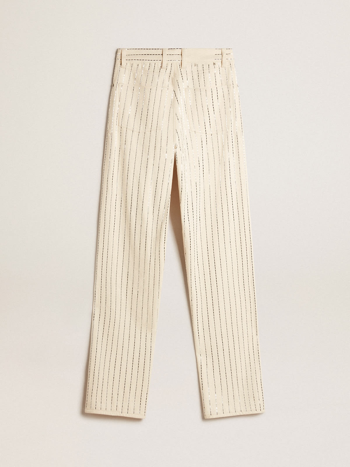 White pants with baguette-shaped studs - 6