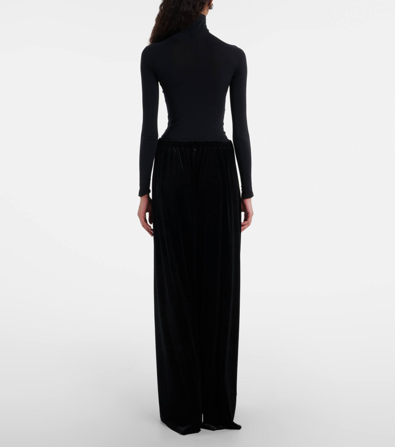 Pleated high-rise velvet wide-leg pants 3