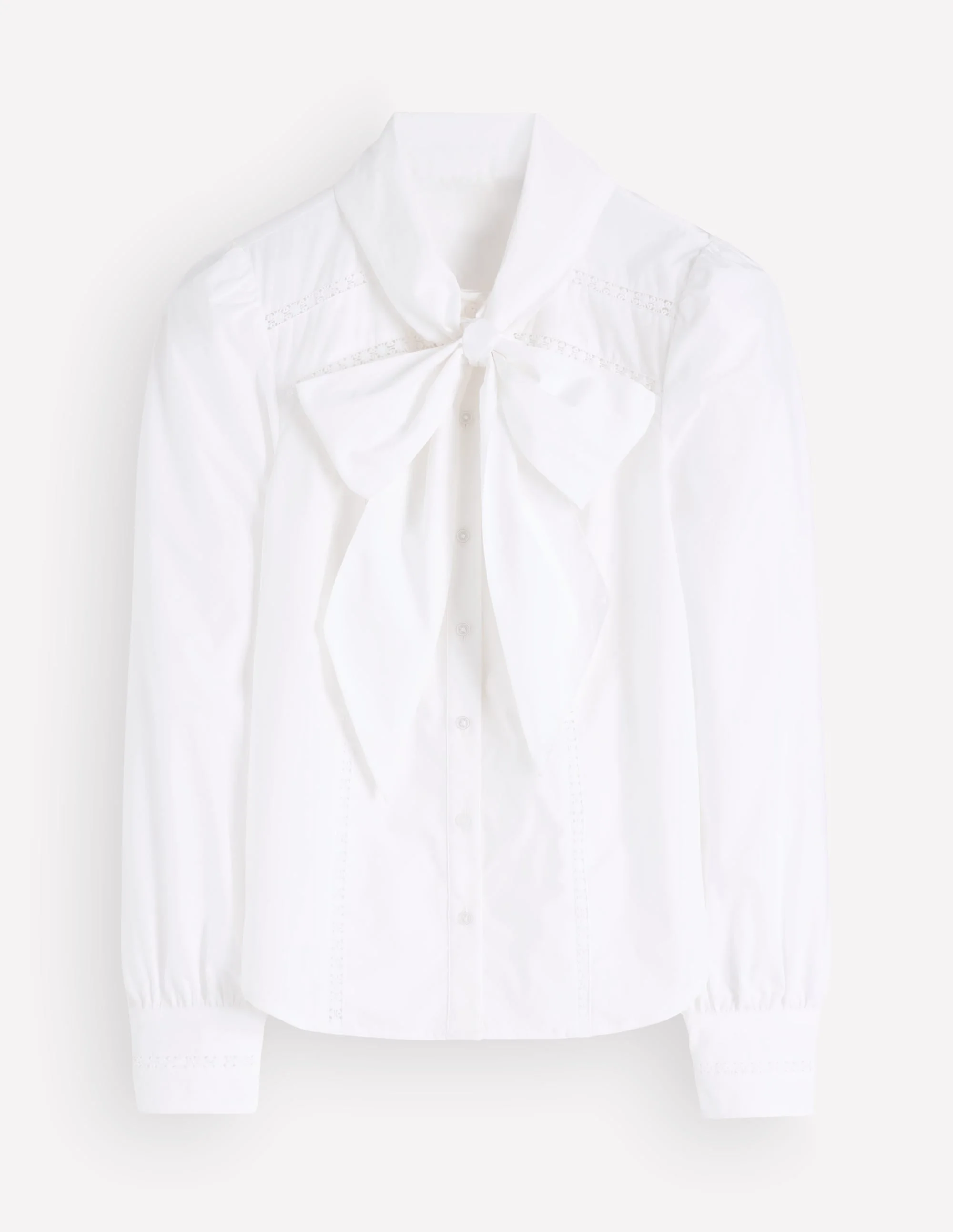 Clara Tie Neck Shirt-White Trim Detail - 1