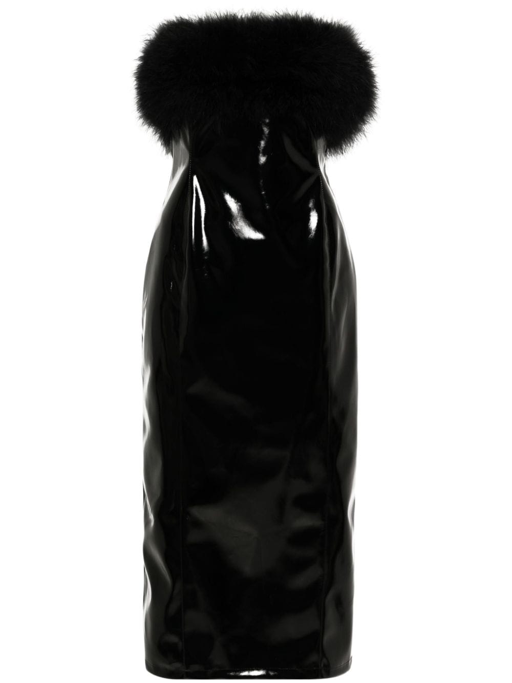 marabou-feathers patent midi dress - 1