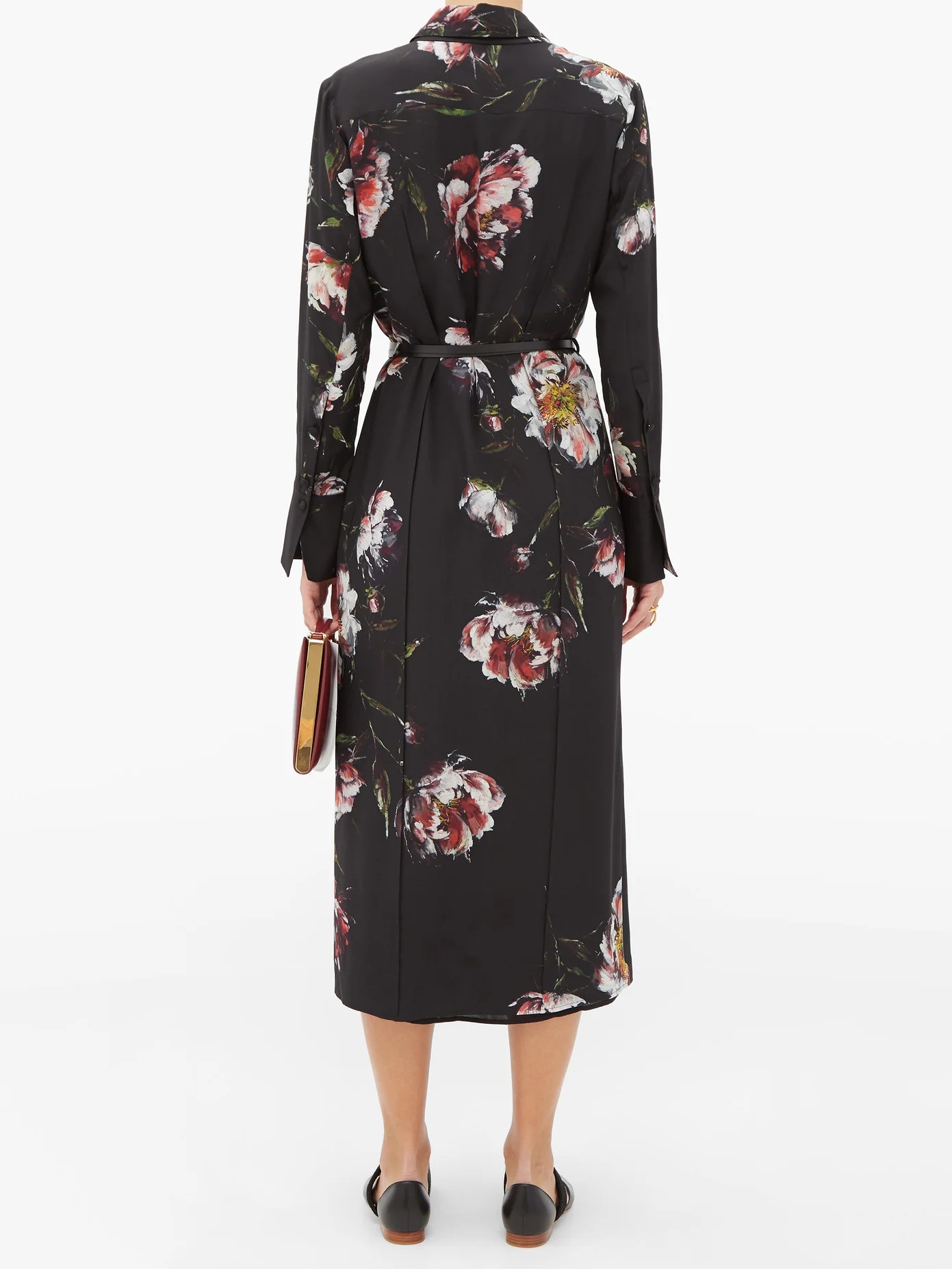 Edith belted floral-print silk shirt dress - 5