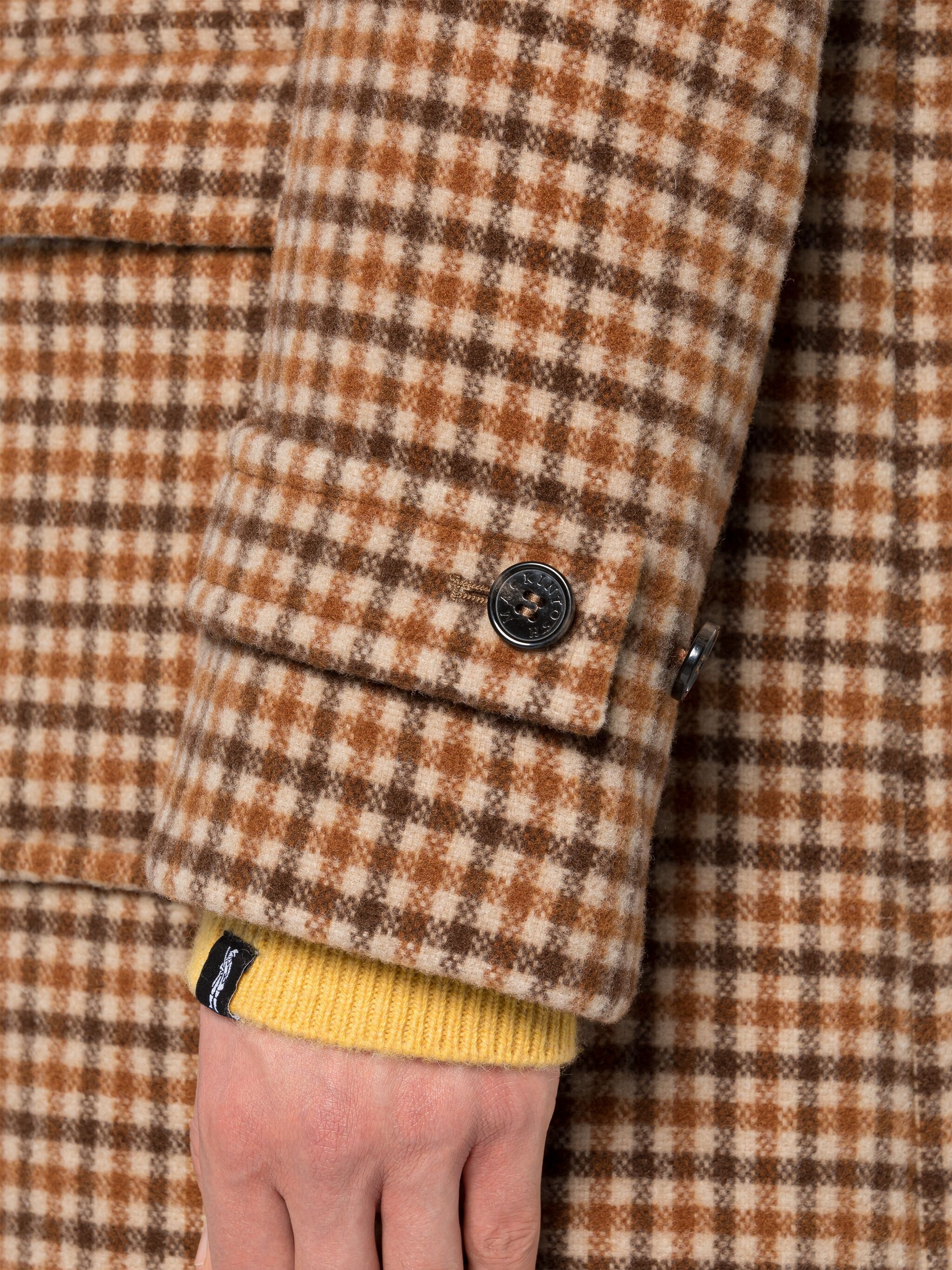 WEIR BROWN CHECK WOOL DUFFLE COAT - 6