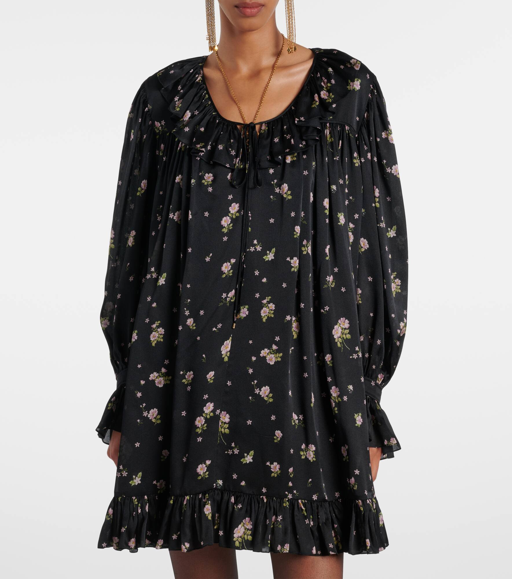 Gathered silk charmeuse minidress - 6