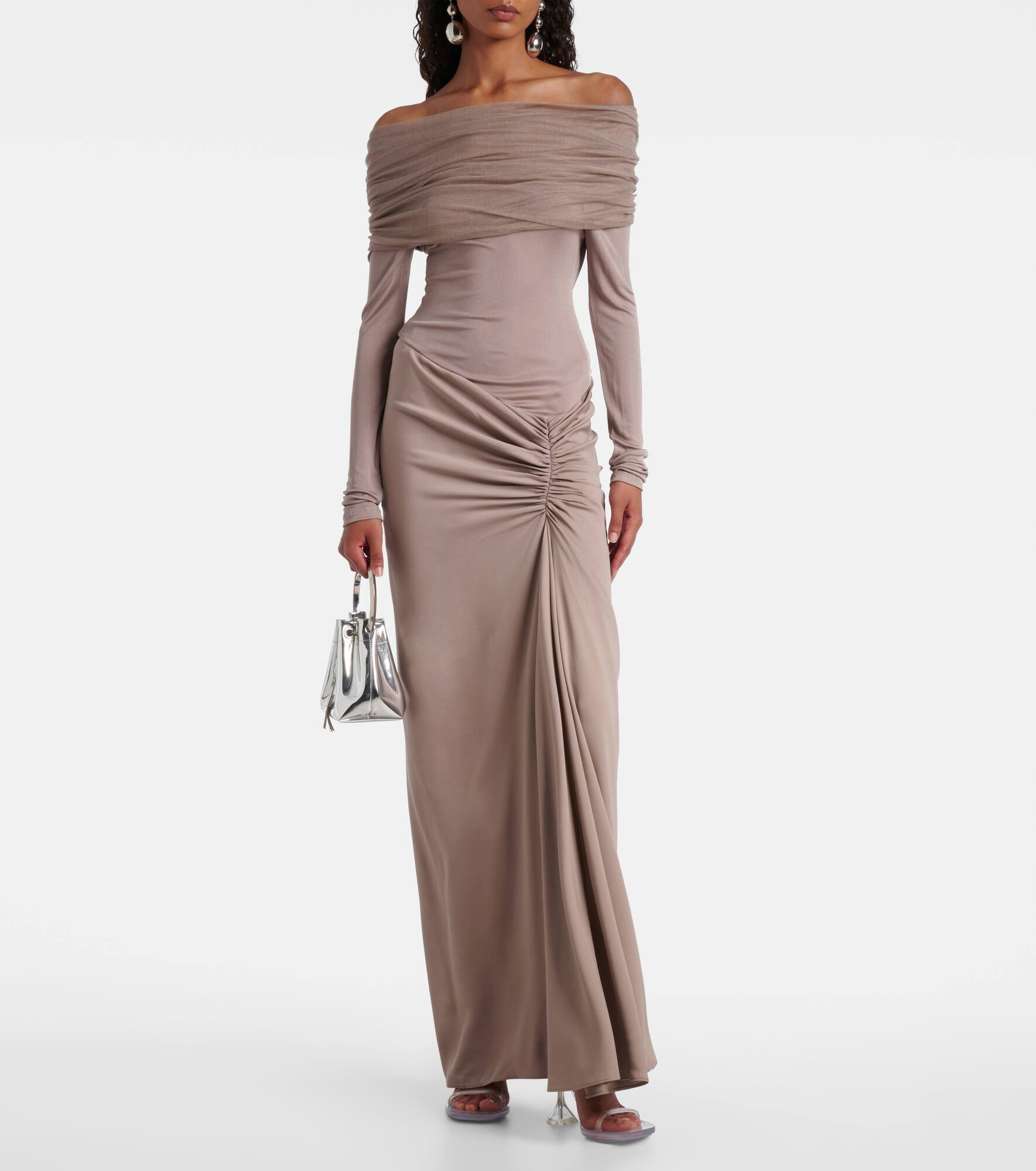 Sonora off-shoulder jersey gown - 2