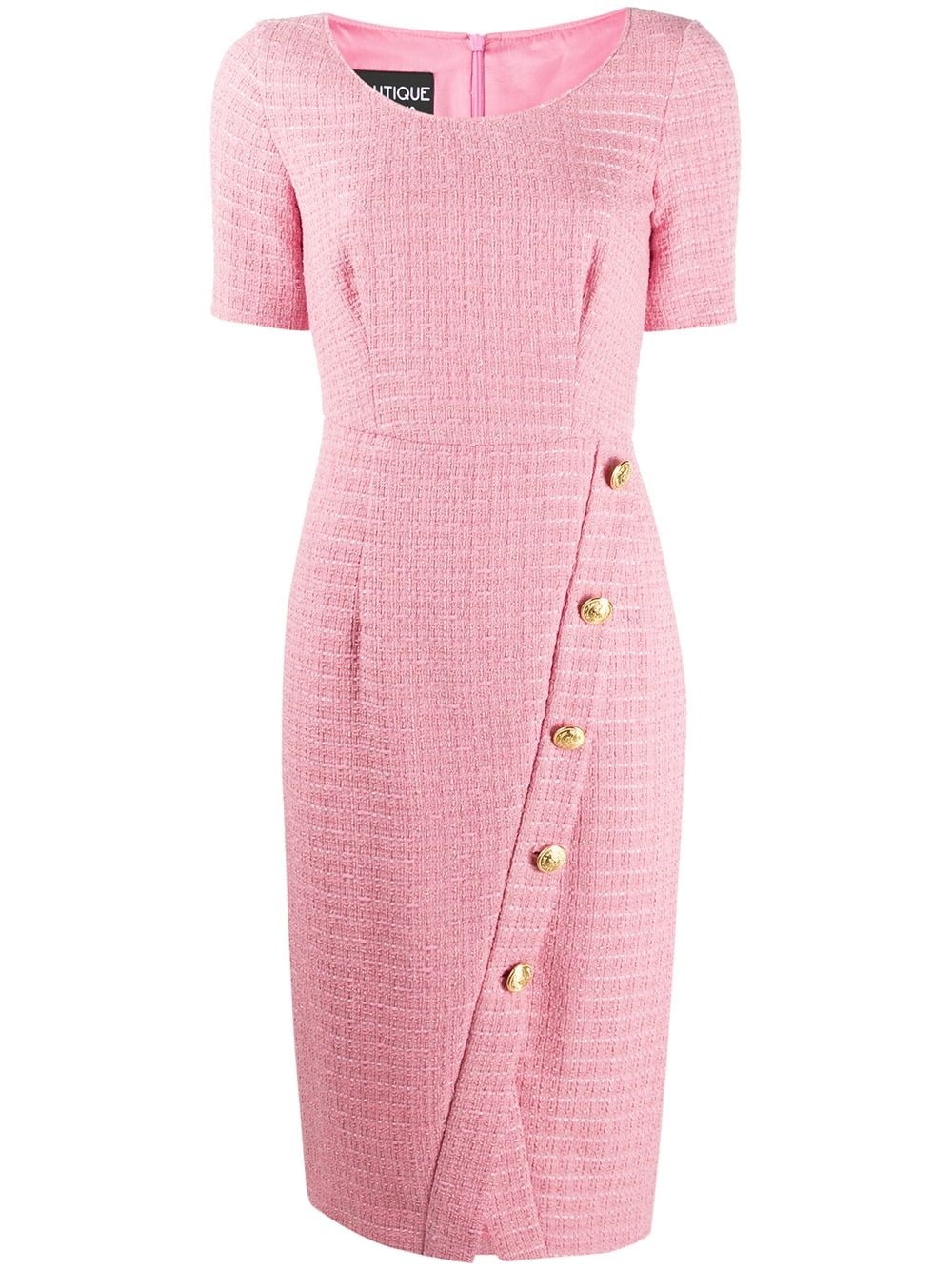 fitted tweed button-up dress - 1