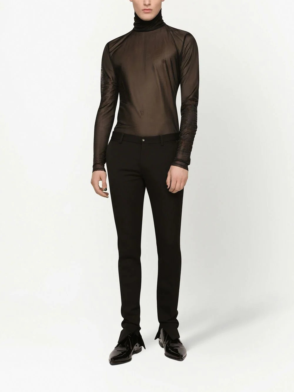 logo-button skinny trousers - 3