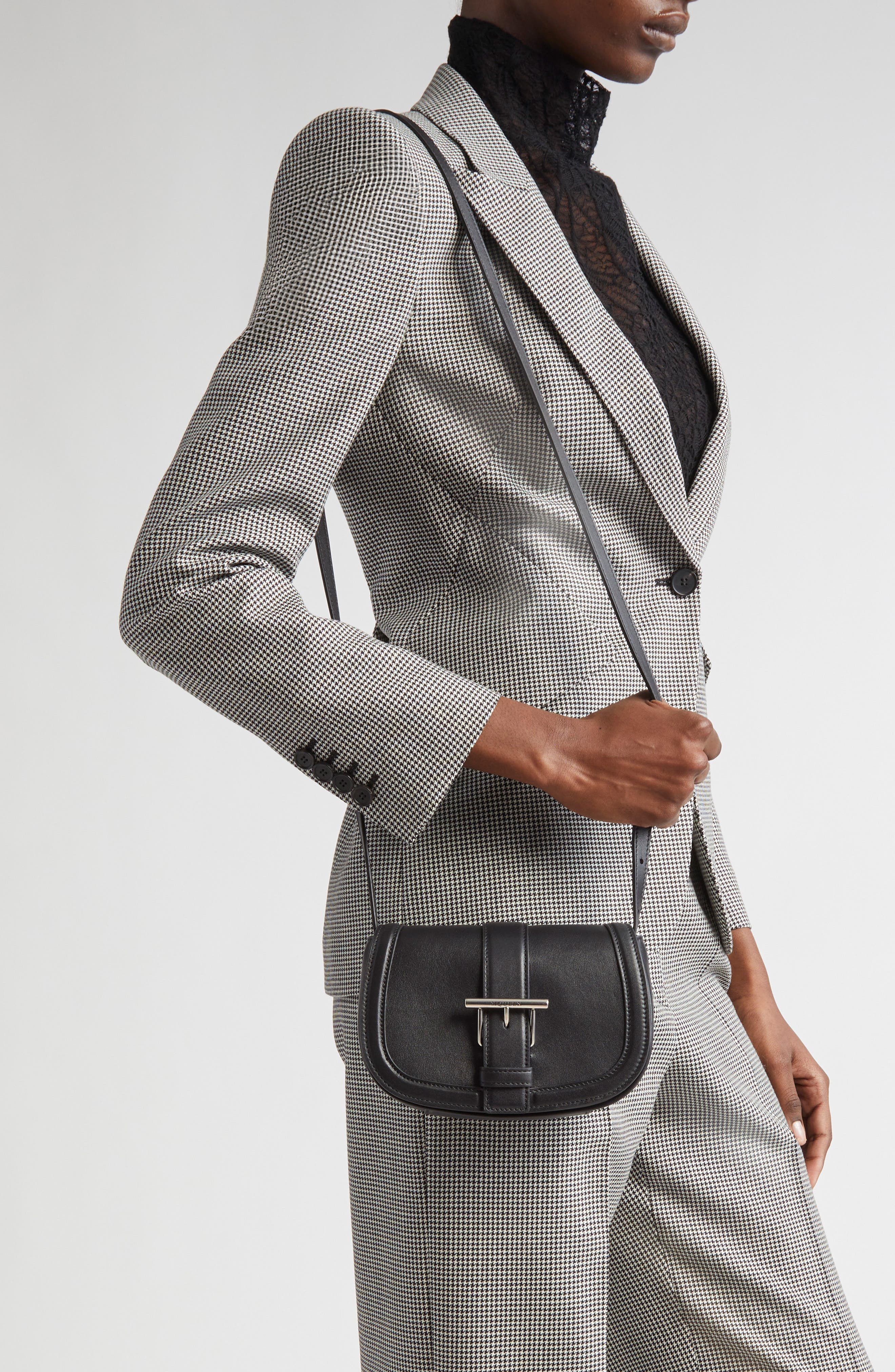 McQueen Mini T-Bar Shoulder Bag in Black/Silver at Nordstrom - 3