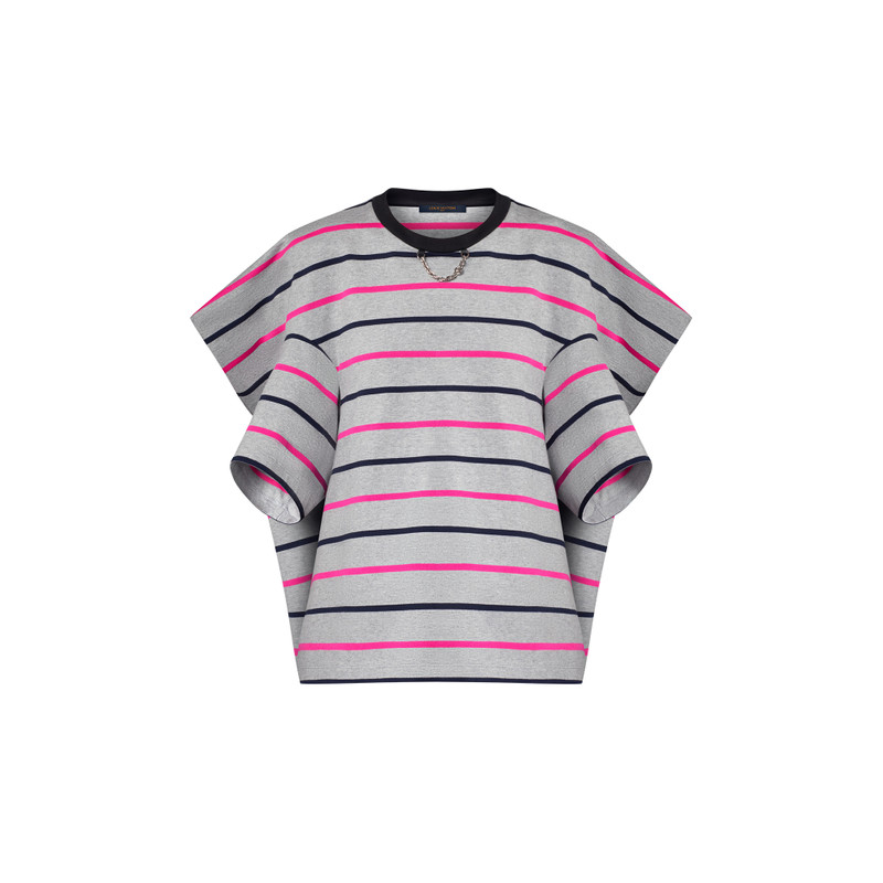 Striped Boxy Shoulder T-Shirt 1