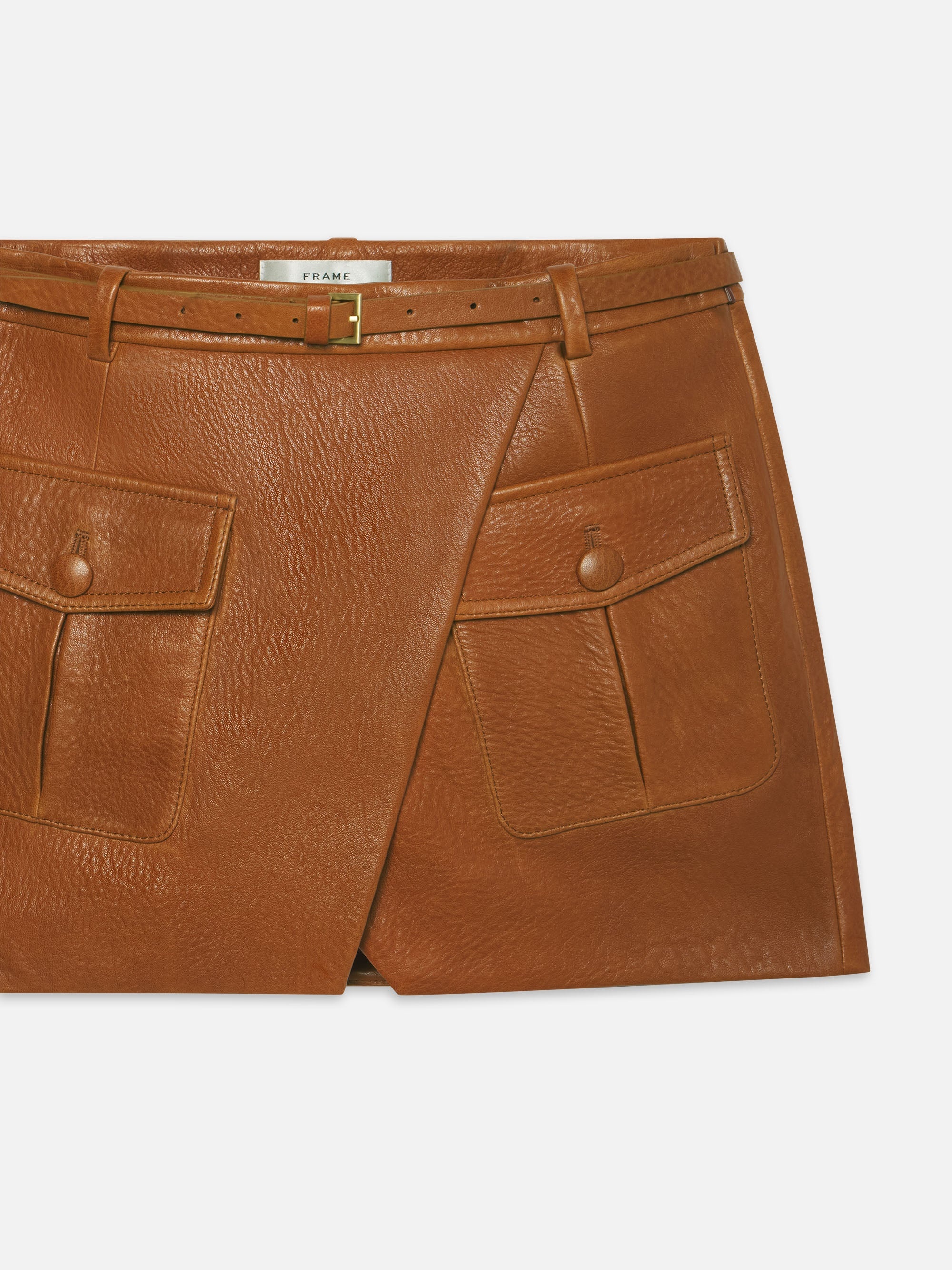 The Leather Cargo Skirt in Chestnut - 3