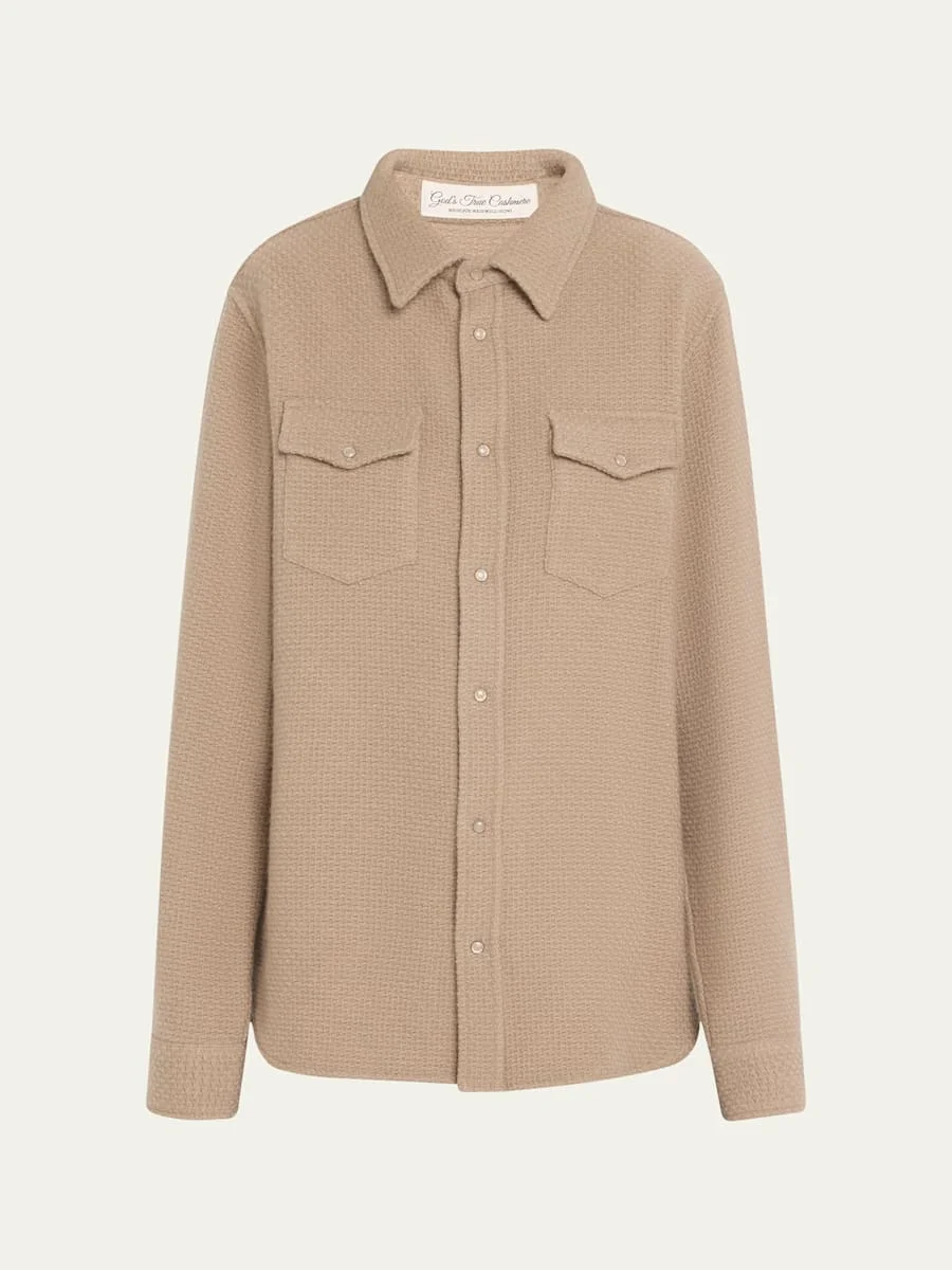 Smoke Waffle Cashmere Shirt Jacket - 1