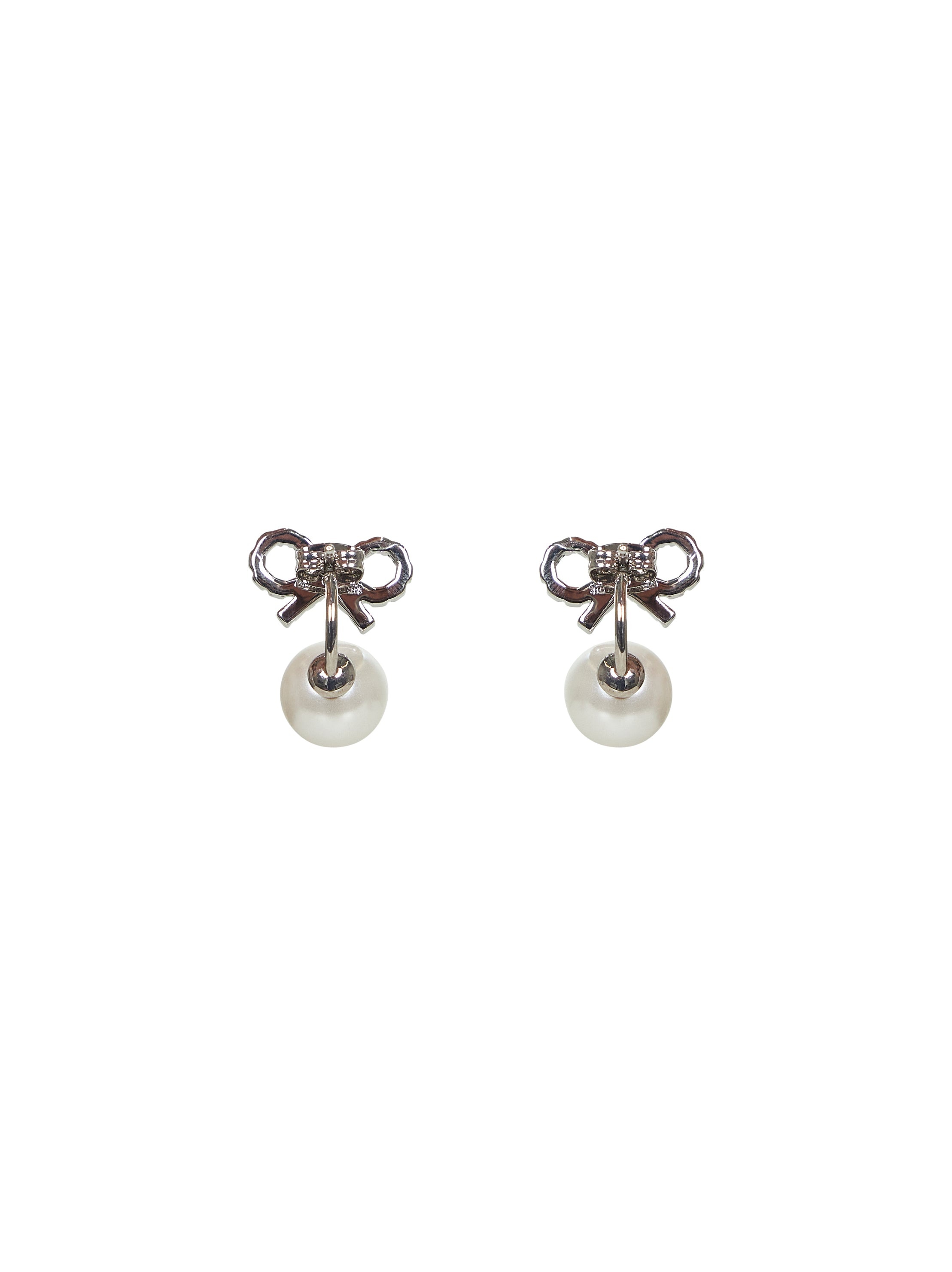 Crystal bow pearl jacket earrings - 2