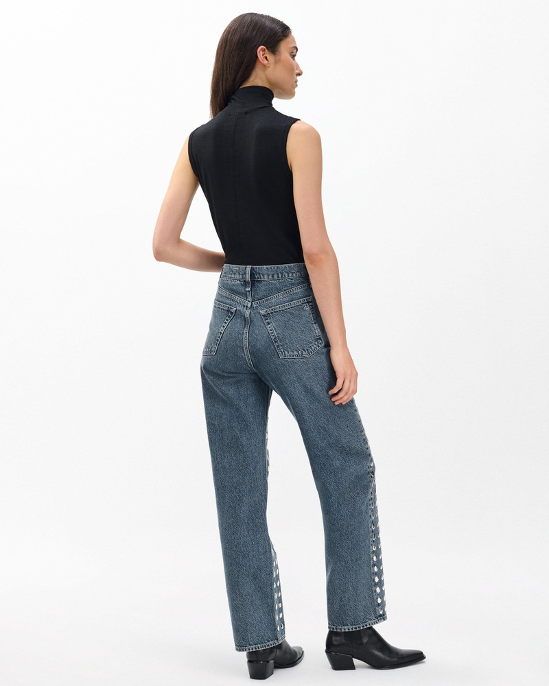 Shea Relaxed Straight Jeans Lightweight Rigid in Studded Kingston 6