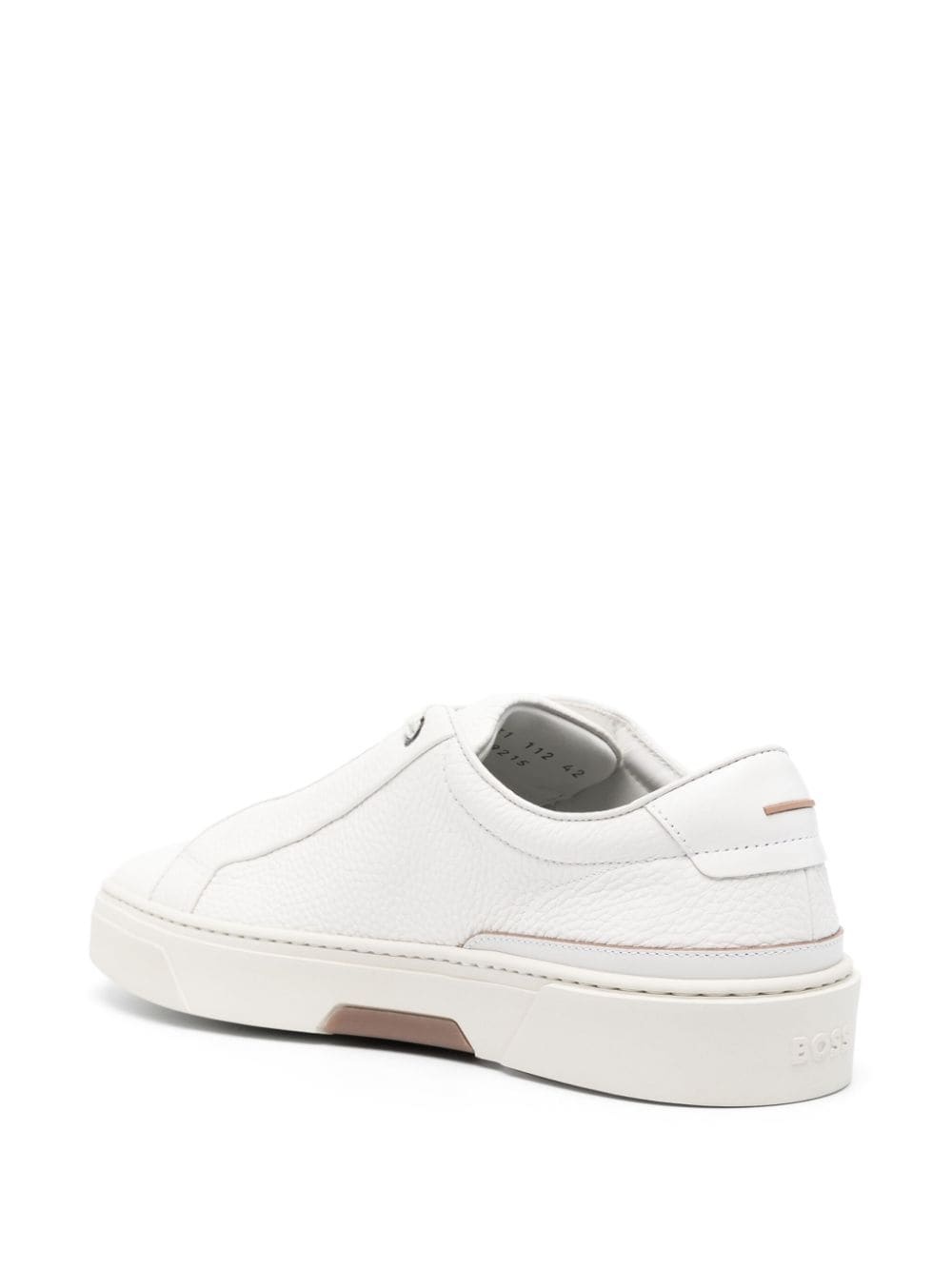 logo-plaque leather sneakers - 3