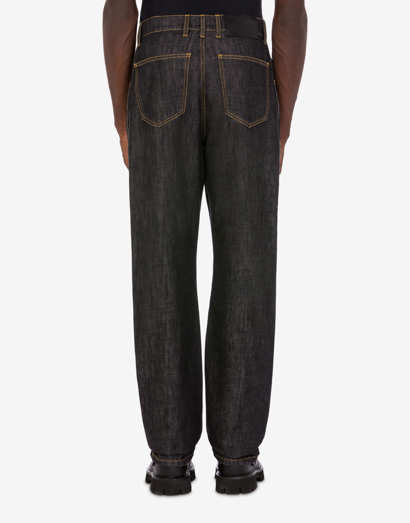 LOGO LABEL BLACK DENIM TROUSERS 3