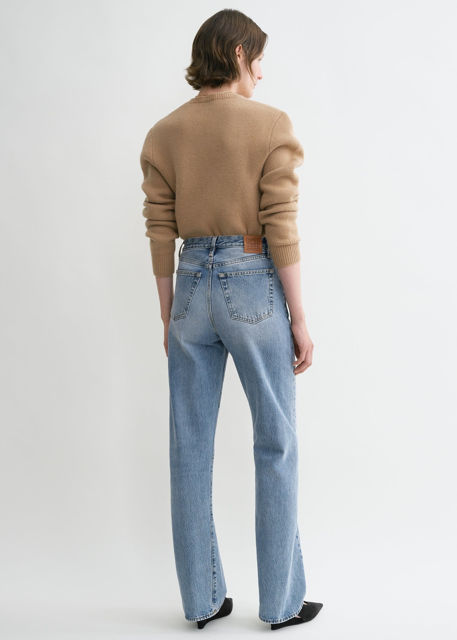 Twisted seam denim full length worn blue - 4