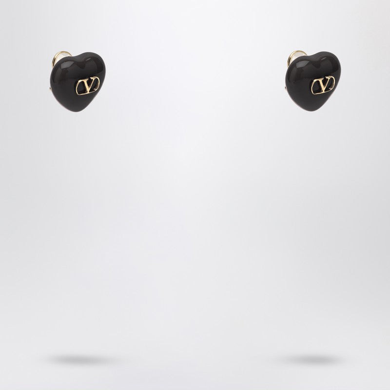 Valentino Garavani Royal Black Heart Earrings Women - 2