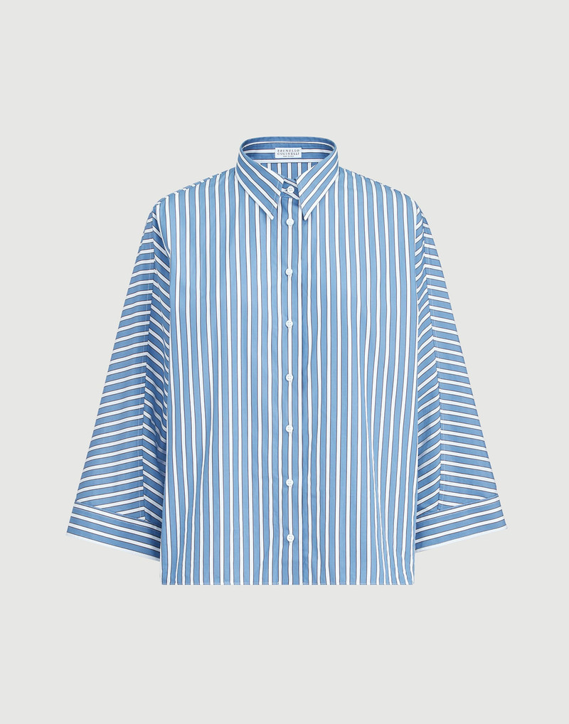 Cotton shadow stripe poplin shirt with monili 1