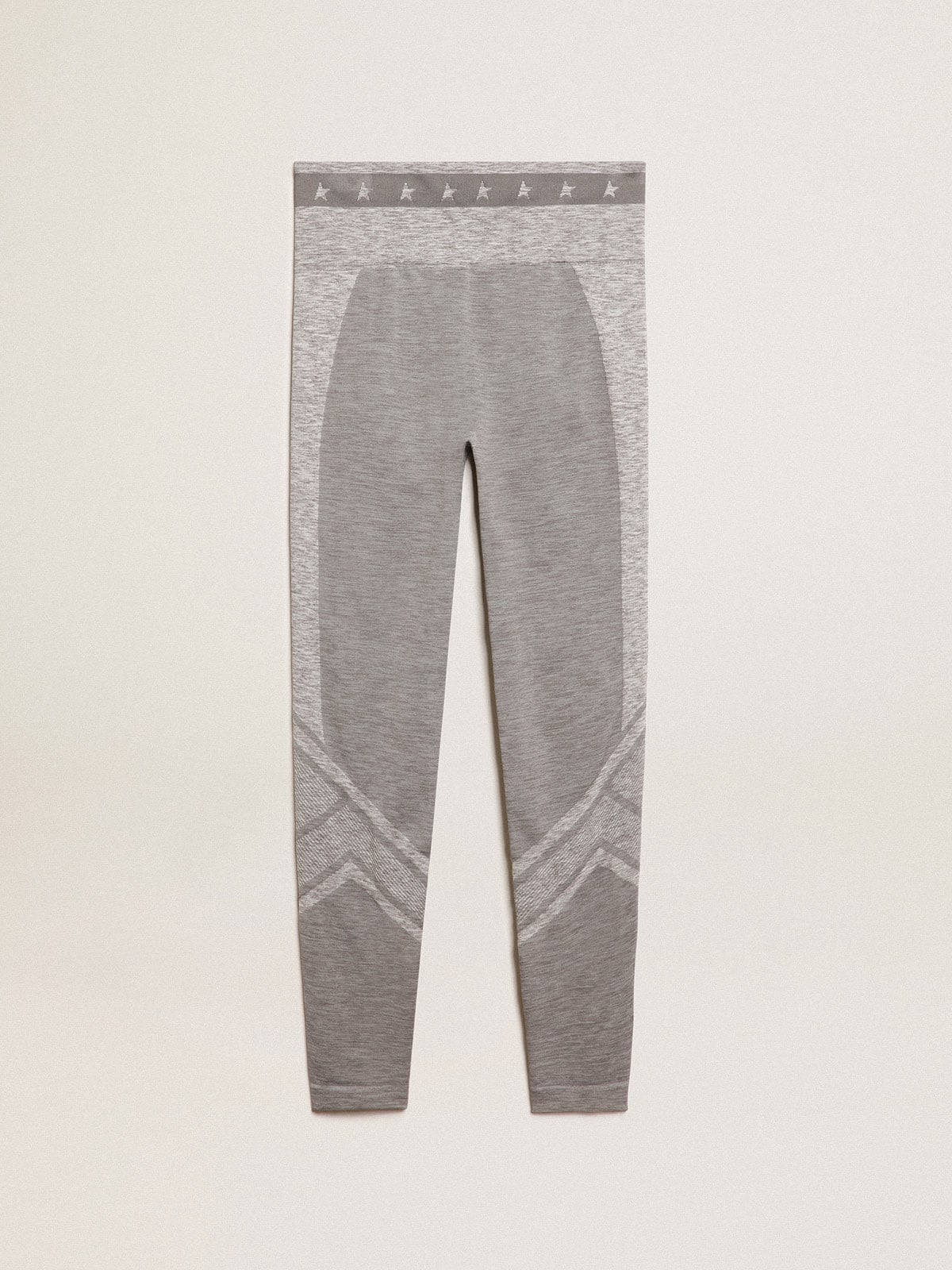 Women’s gray melange leggings with mixed stitching - 5