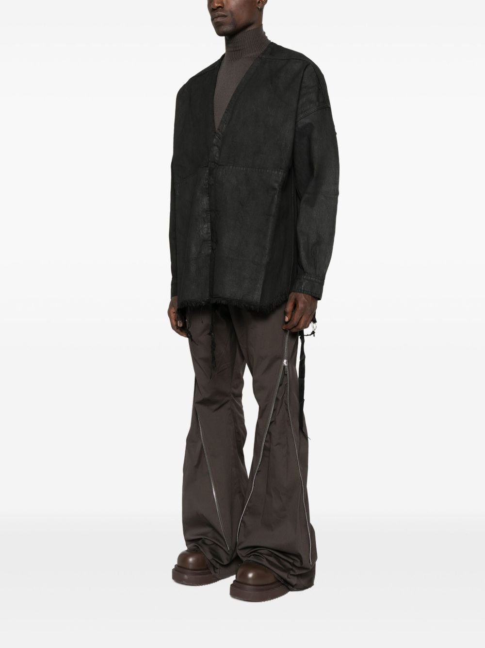 frayed cotton coat - 3