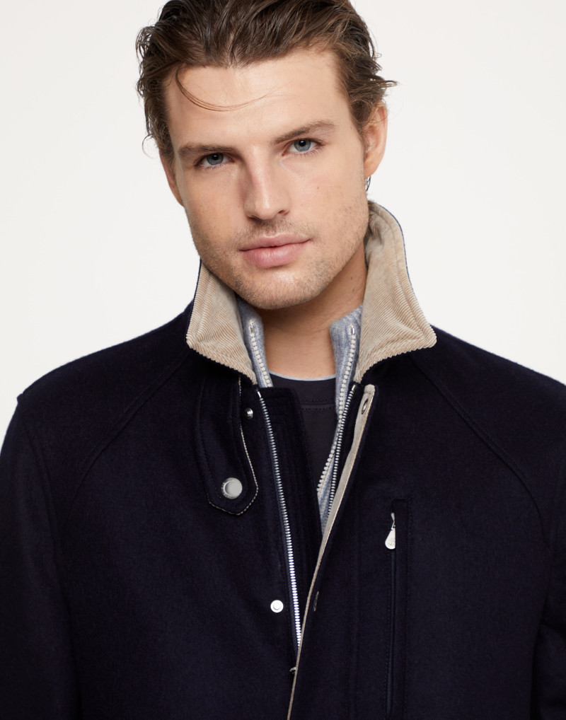 Wool double beaver cloth outerwear jacket with corduroy inserts 3