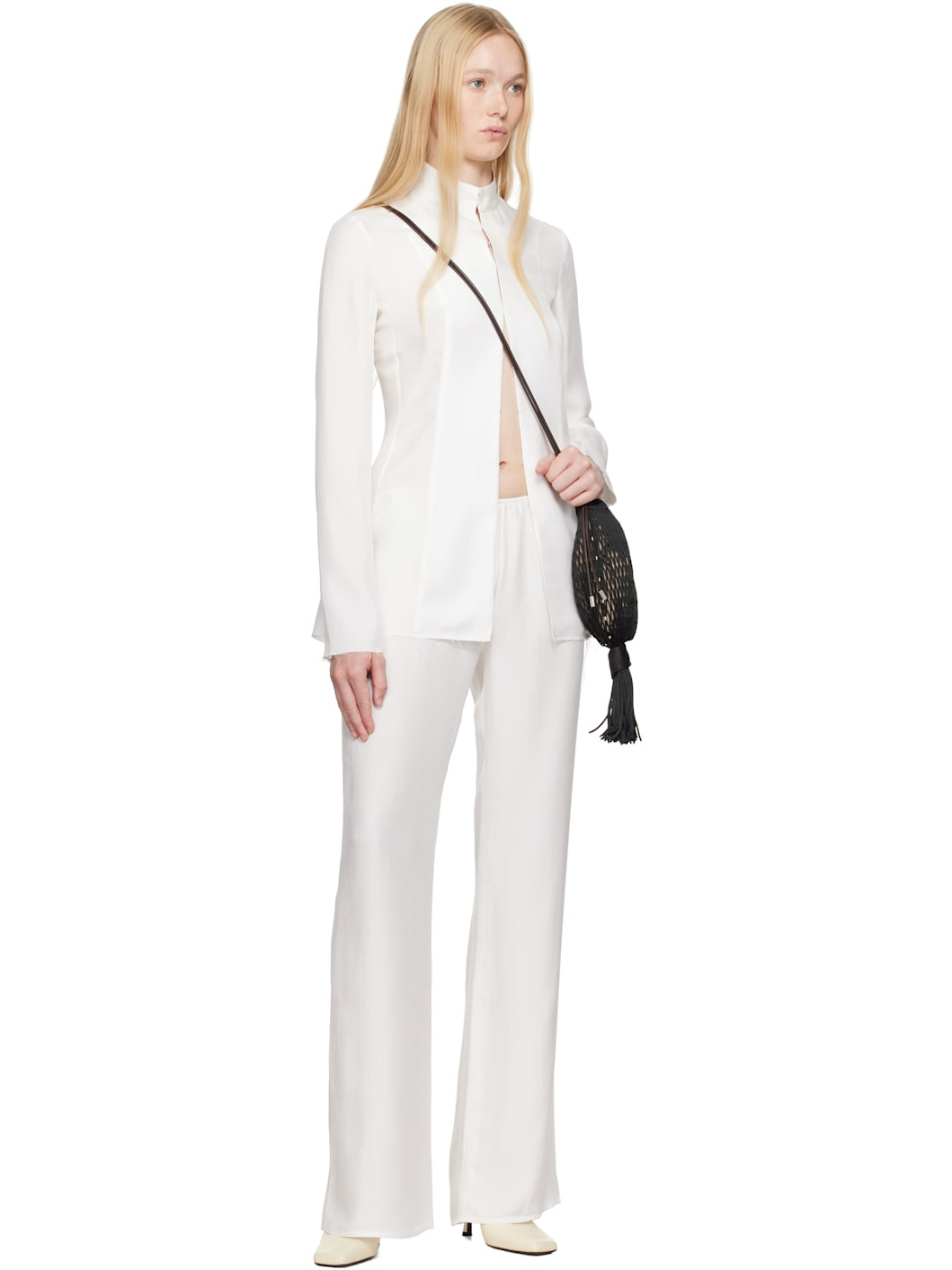 White Silk Slip Trousers - 4