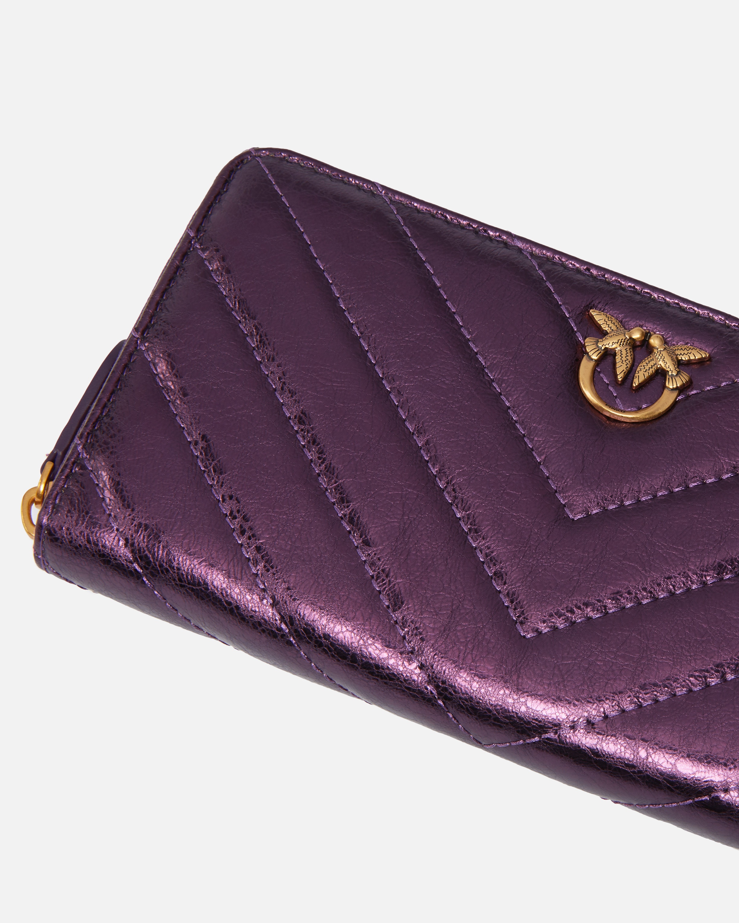 RECTANGULAR WALLET IN METALLIC QUILTED LEATHER - 4