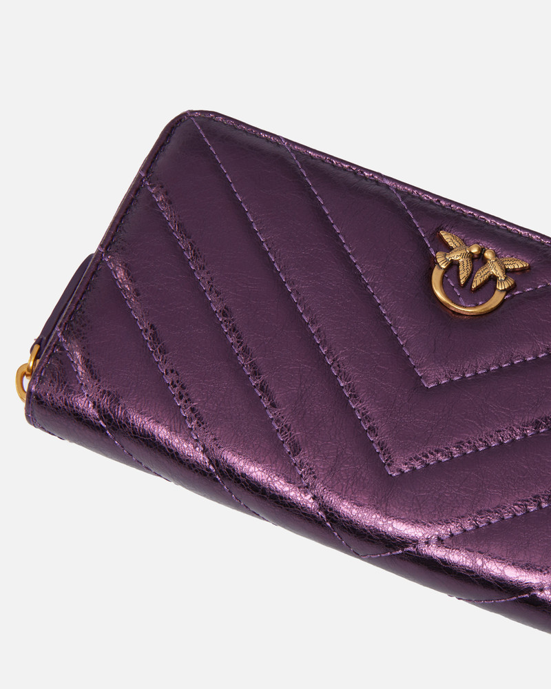 RECTANGULAR WALLET IN METALLIC QUILTED LEATHER 4